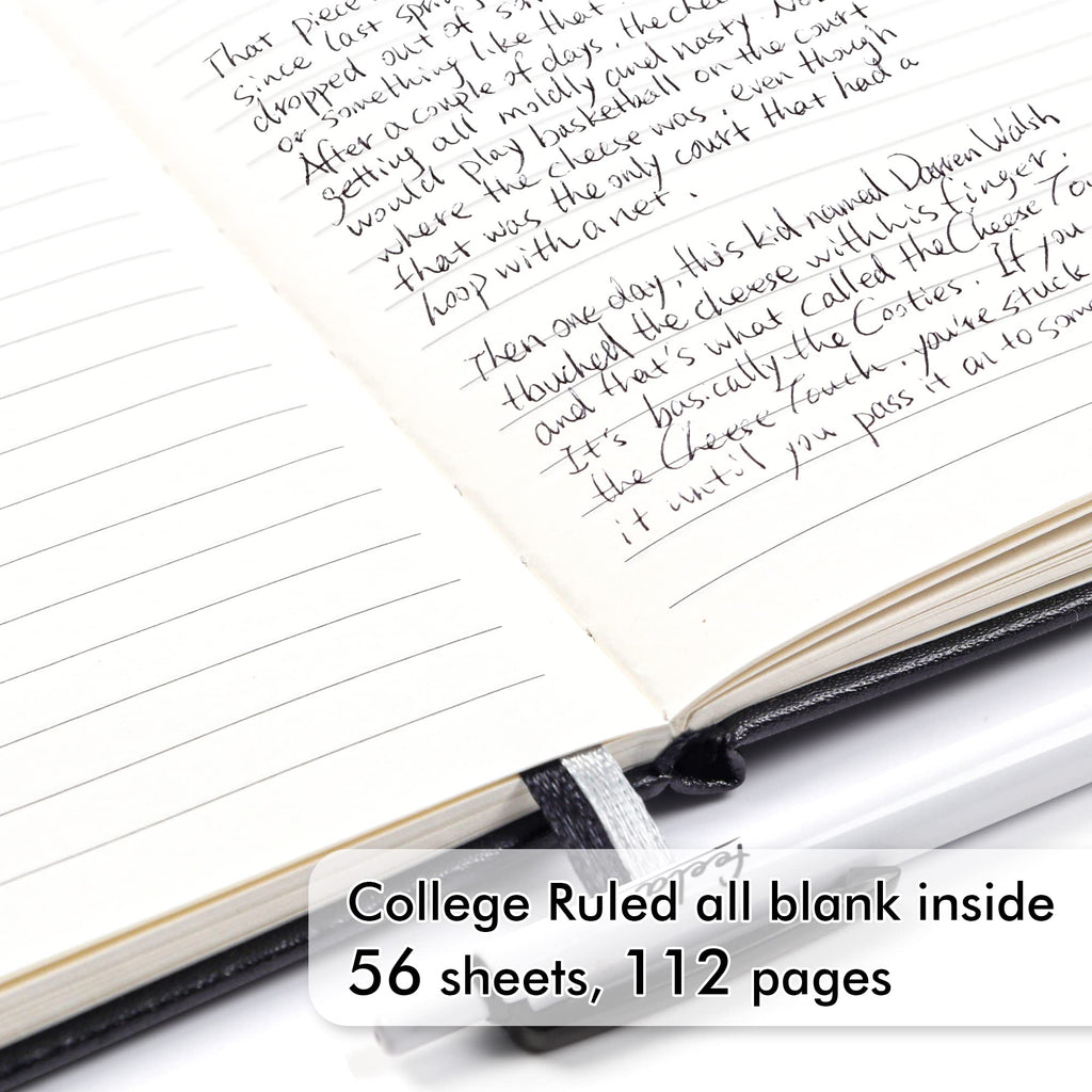 feela 6 Pack Pocket Mini Notebooks Bulk, Small Cute Memo Notepads Hardcover College Ruled Lined Journals with Pen Holder for School Business Work, with 6 Black Pens, 3.5”x 5.5”, A6, Black