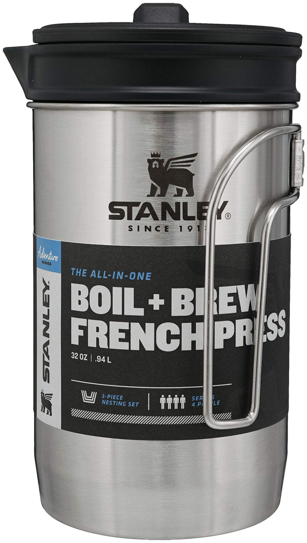 Stanley All In One French Press Coffee Maker 32 oz | 5 Minute Brew, 4 Hours Hot | Mesh Filter for Coffee Grounds | Insulated Stainless Steel French Press | BPA-Free | Stainless