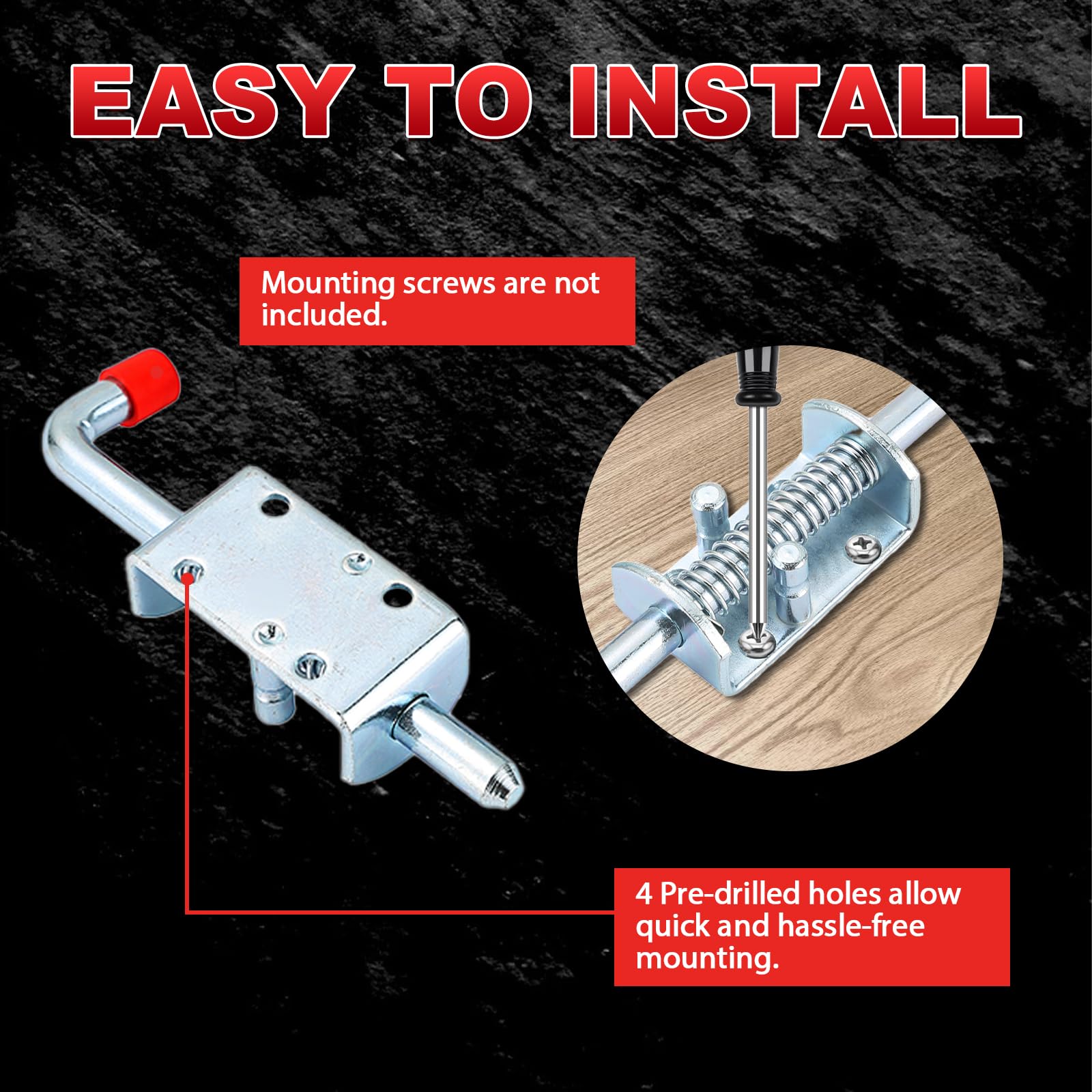 MAOPINER Metal Lock Barrel Bolt Spring Loaded Latch 6.5" Long w/Grip Heavy Duty Zinc for Ramp Door Fence RV (6)