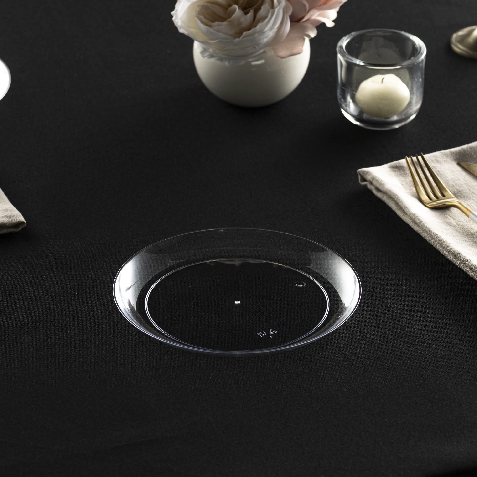 [7'' 40 Pack] 7'' inch Premium Heavy Weight Crystal Clear Classy Disposable hard Plastic Salad plates
