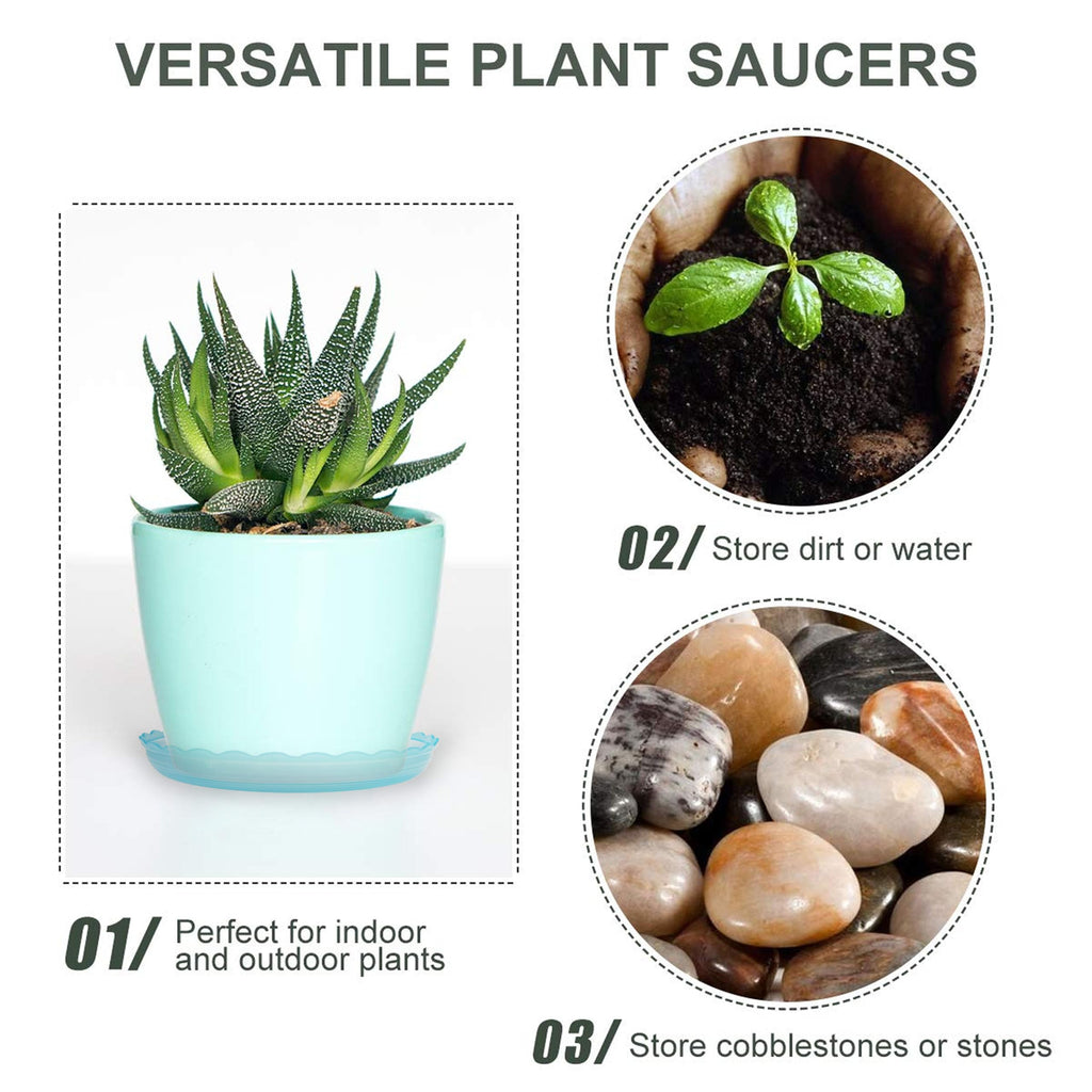 ECOESPTI 12Pcs Clear Plant Saucer, 6 8 10 Inch Durable Plastic Plant Tray, Round Plant Pot Saucers, Drip Tray for Indoor and Outdoor Garden, Clear