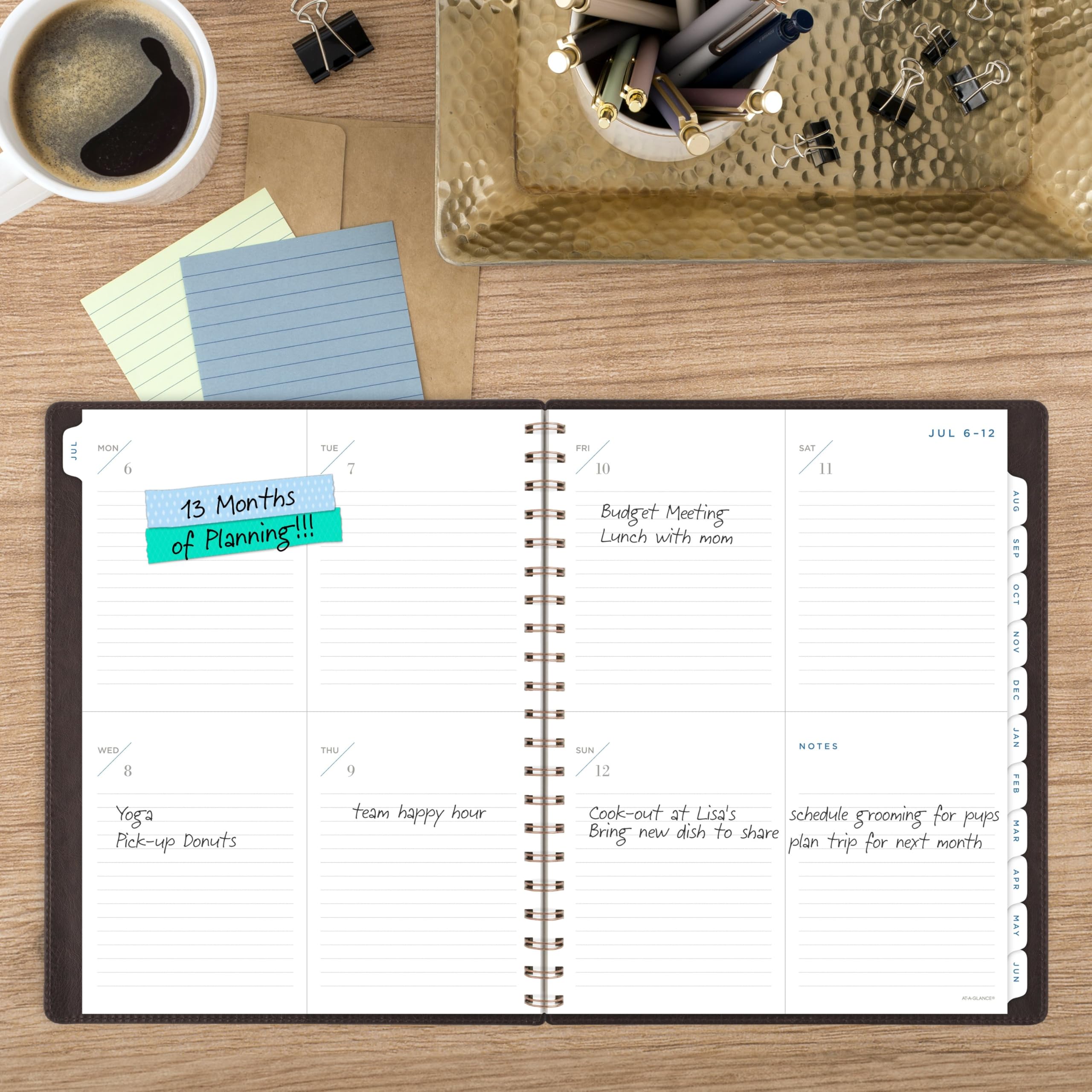AT-A-GLANCE Planner 2026-2027 Weekly & Monthly Academic 13-Month July-July, 8-1/2" x 11", Signature, Brown (YP905A09)