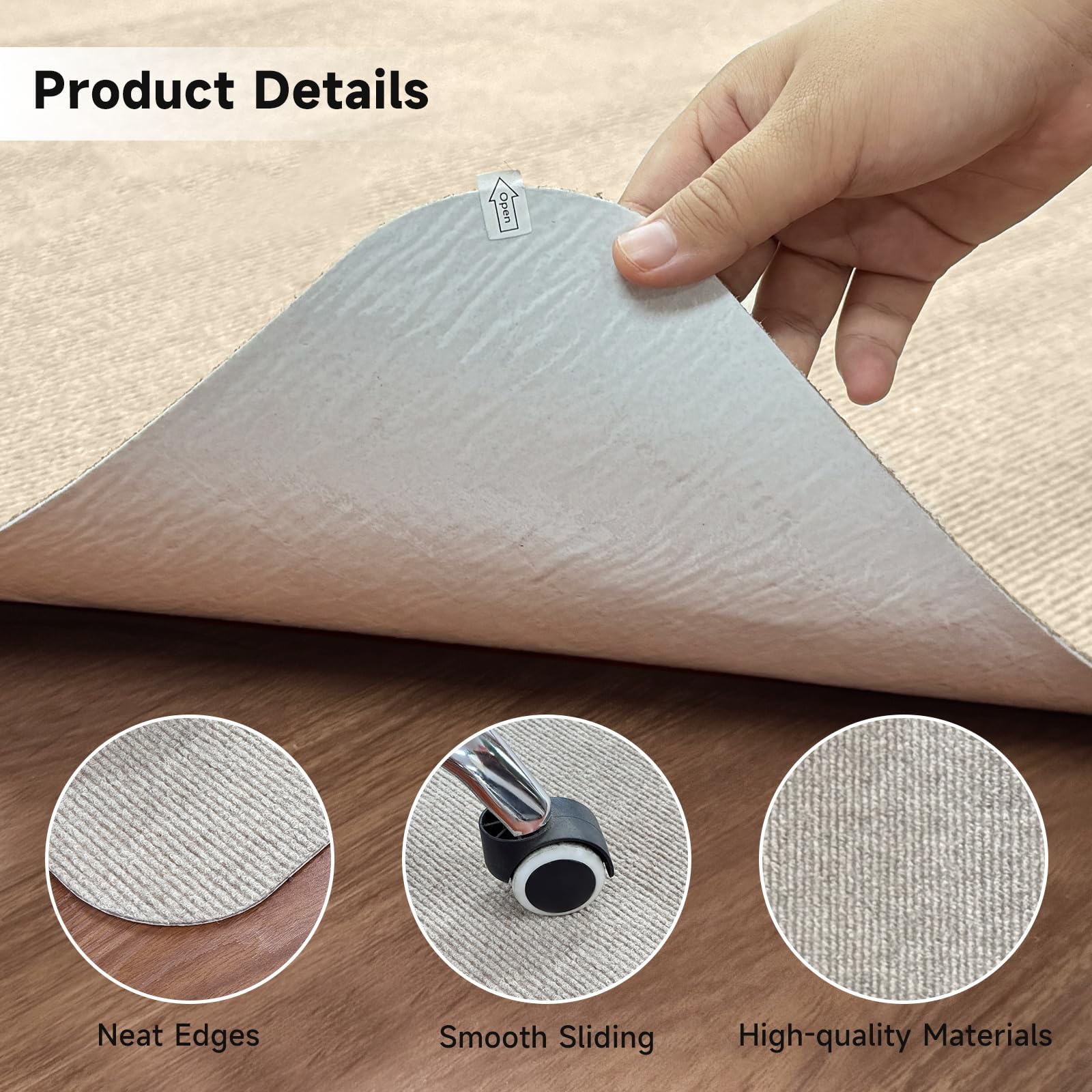 SHAREWIN Office Chair Mats for Hardwood Floor, Computer Chair Rug, Under Desk Mat, Large Anti-Slip Floor Protector for Home, Office, Study, Light Camel, 47"x36"