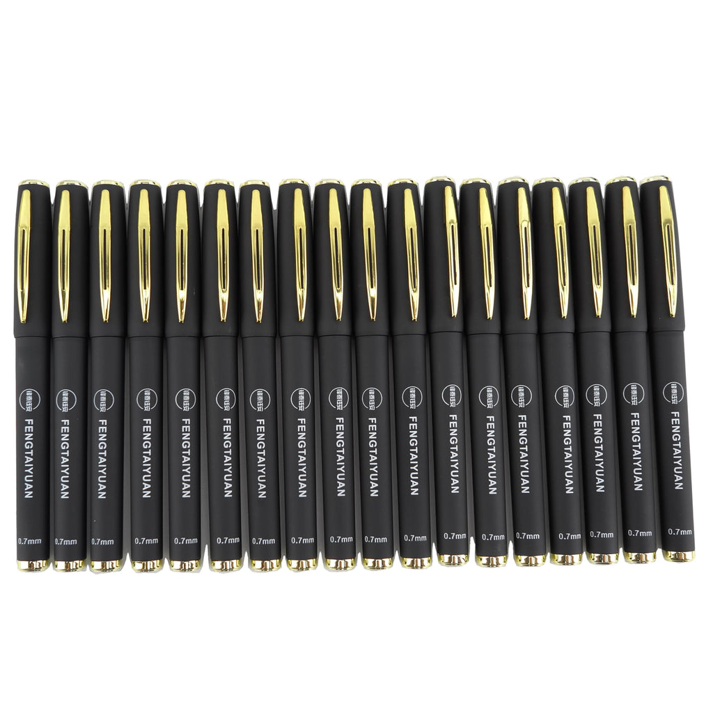 Fengtaiyuan 07P18, Gel Ink Rollerball Pens, Black Ink, Fine Point, 18 Pack, Writing Smooth, Cool Pens (0.7mm-Black-18Pack)