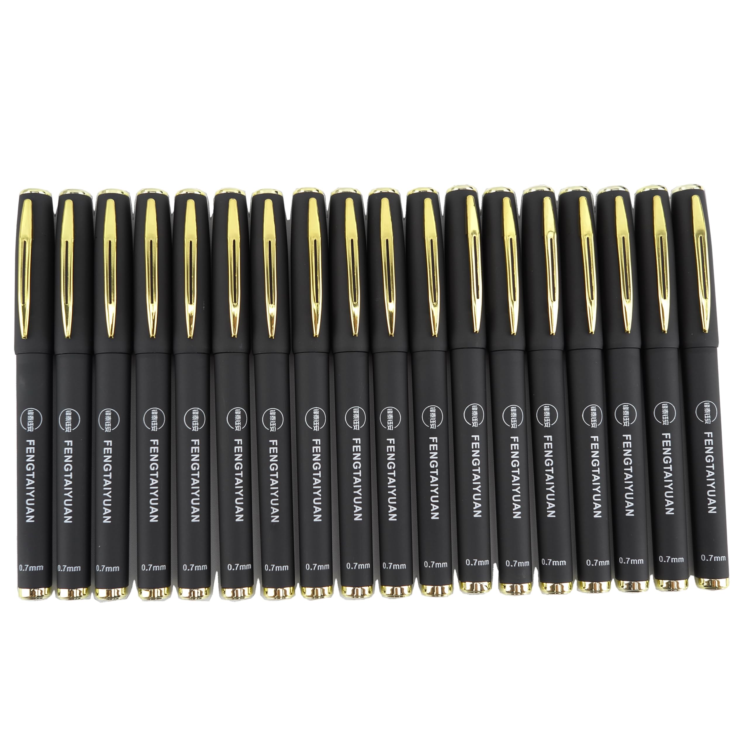 Fengtaiyuan 07P18, Gel Ink Rollerball Pens, Black Ink, Fine Point, 18 Pack, Writing Smooth, Cool Pens (0.7mm-Black-18Pack)