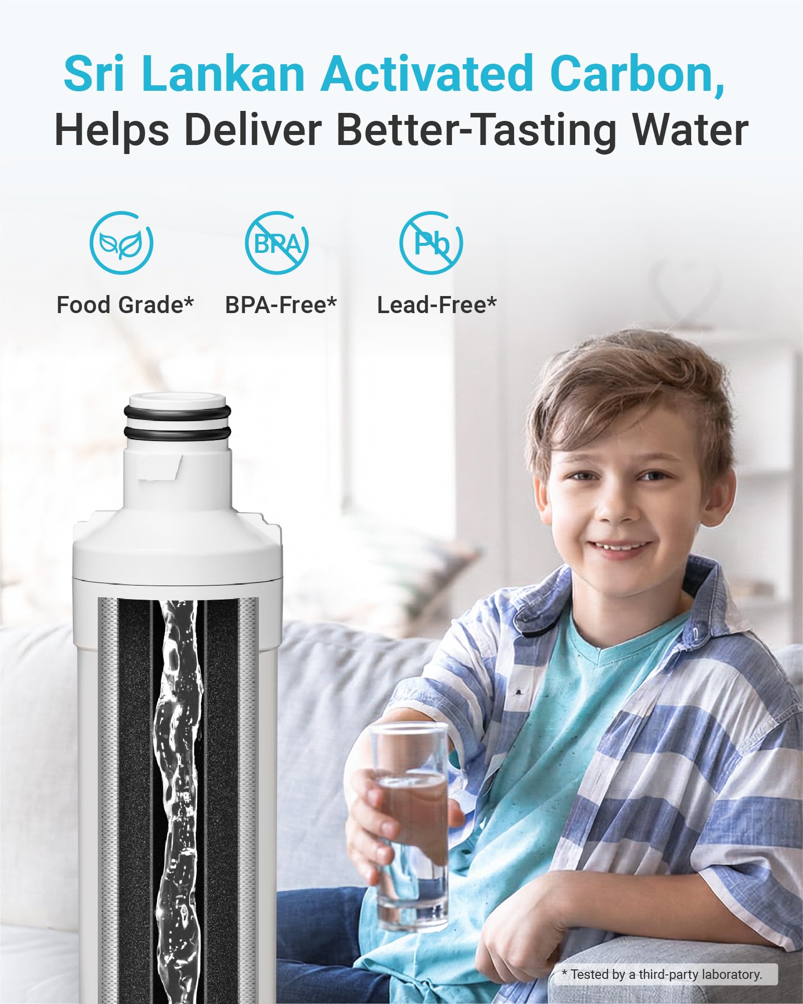 AQUA CREST LT1000PC ADQ747935 Refrigerator Water Filter and Air Filter, Replacement for LG® LT1000P®/PC/PCS, LMXS28626S, LFXS26973S, MDJ64844601, ADQ74793501, ADQ74793502 and LT120F®, 3 Combo
