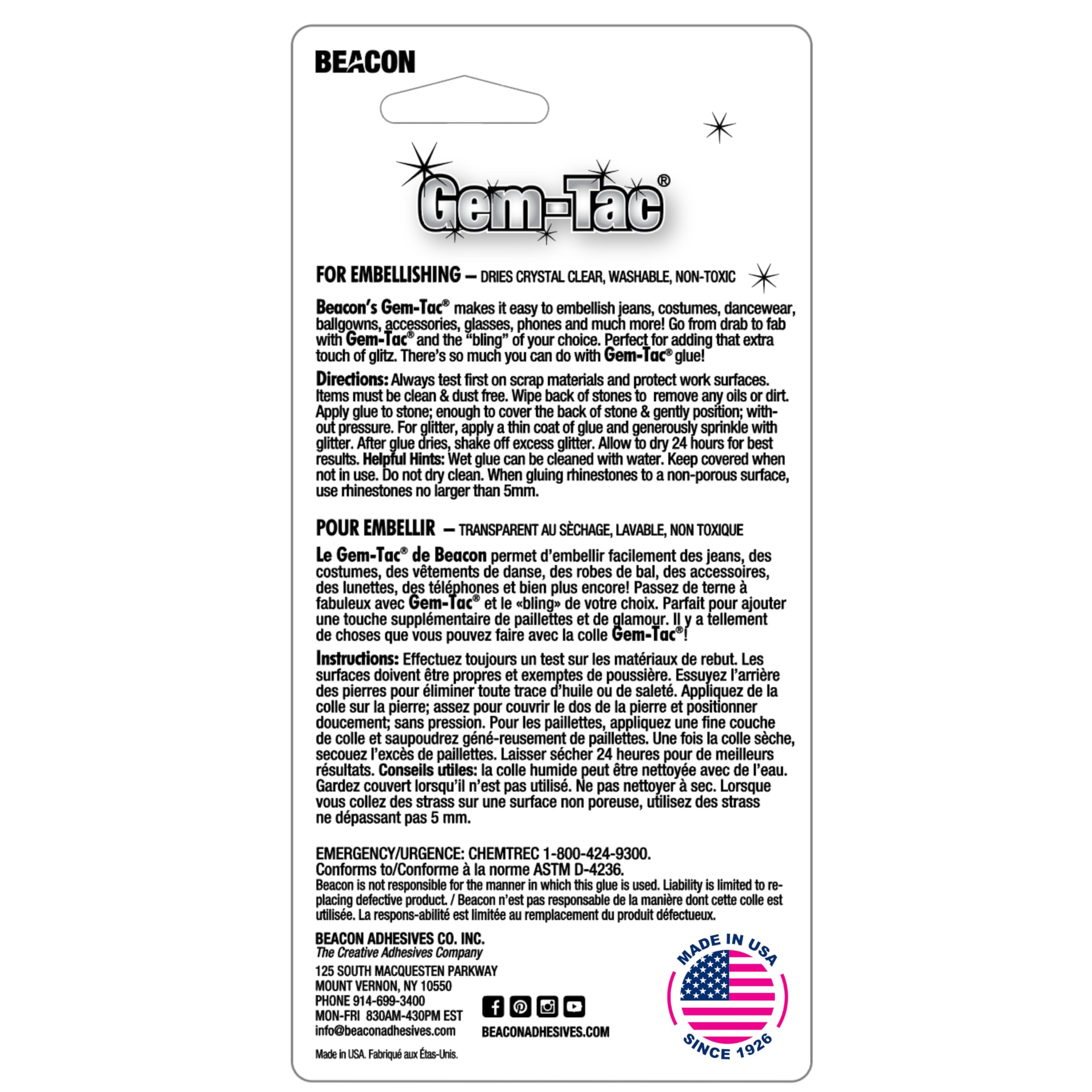 Beacon GT4D Gem-Tac Permanent Adhesive, 4-Ounce