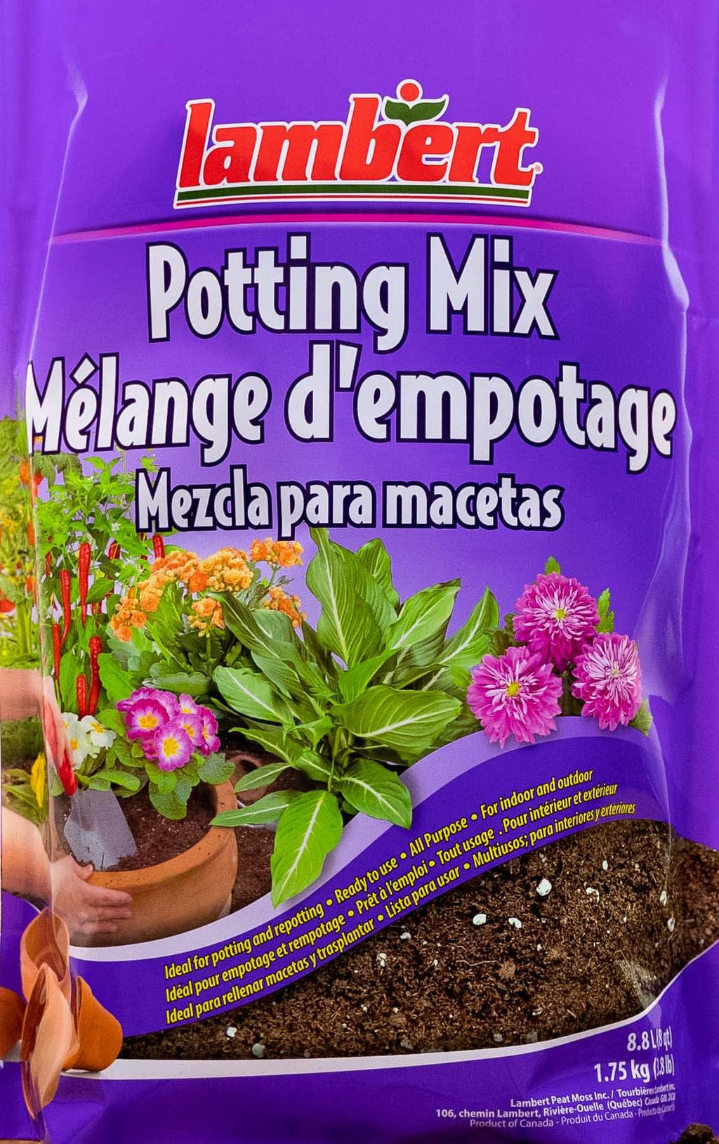 Lambert All Purpose Potting Mix - for Better Blooming - for Indoor and Outdoor Plants, Home Gardening, Container Plants, Flowers, Vegetables, Shrubs, Annuals and Perennials - 8.8L