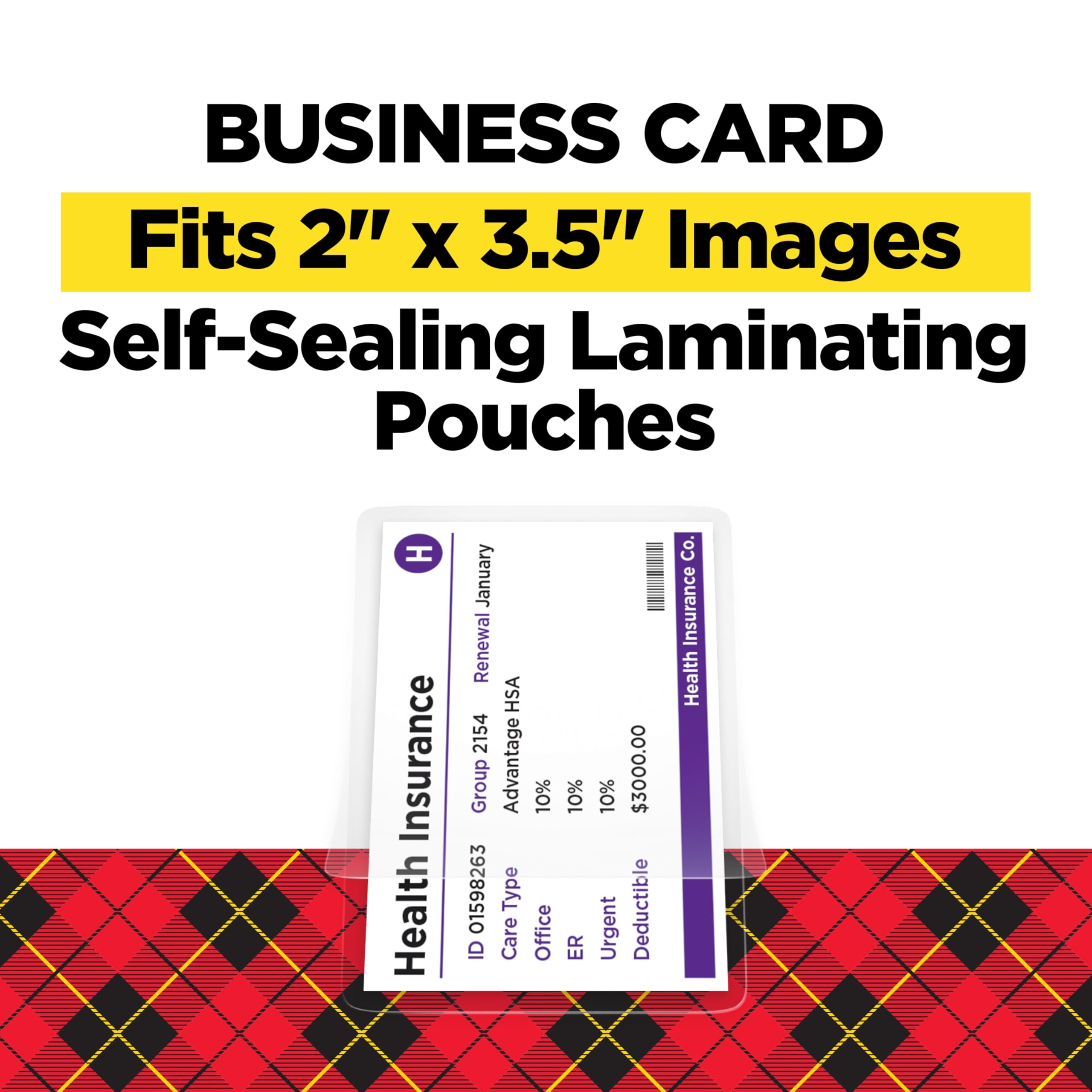 Scotch Self-Sealing Laminating Pouches, 9.5 mil, 2 7/16 x 3 7/8, Business Card Size, Pack of 25