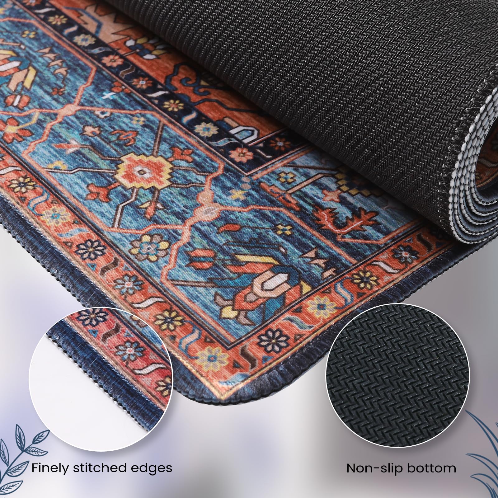 iCasso Rug Desk Mat,Extra Large Desk Pad Non Slip,XXL Keyboard Mat for Home,Long Extended Gaming Mouse Pad with Stitched Edges,Desk Cover Mat for Office Decor(35.4×15.7 Inches)