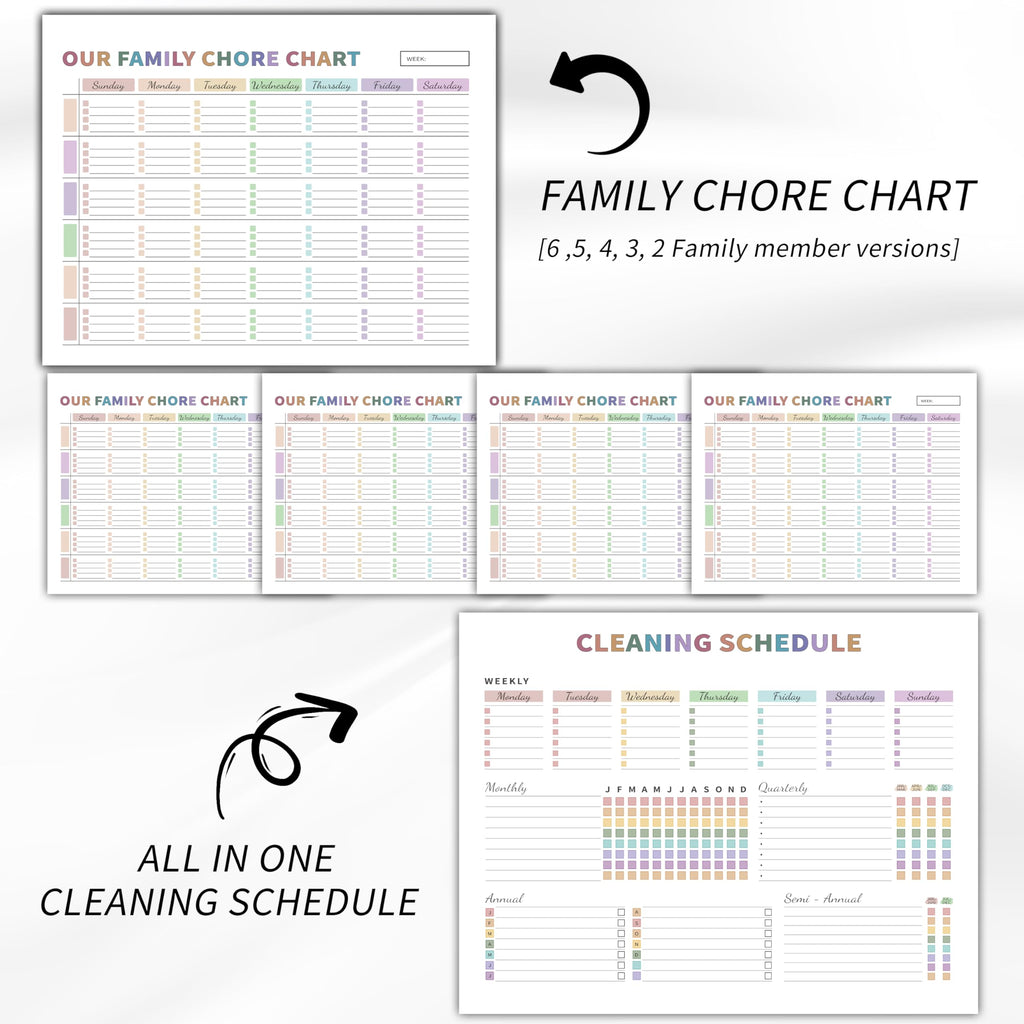 Cleaning Planner for Adults Women, Cleaning Schedule and Checklist Organizer, Household Cleaning Planner with Daily/Weekly/Monthly Task, Editable Chore Chart Notebook for Home, Family Cleaning Tasks