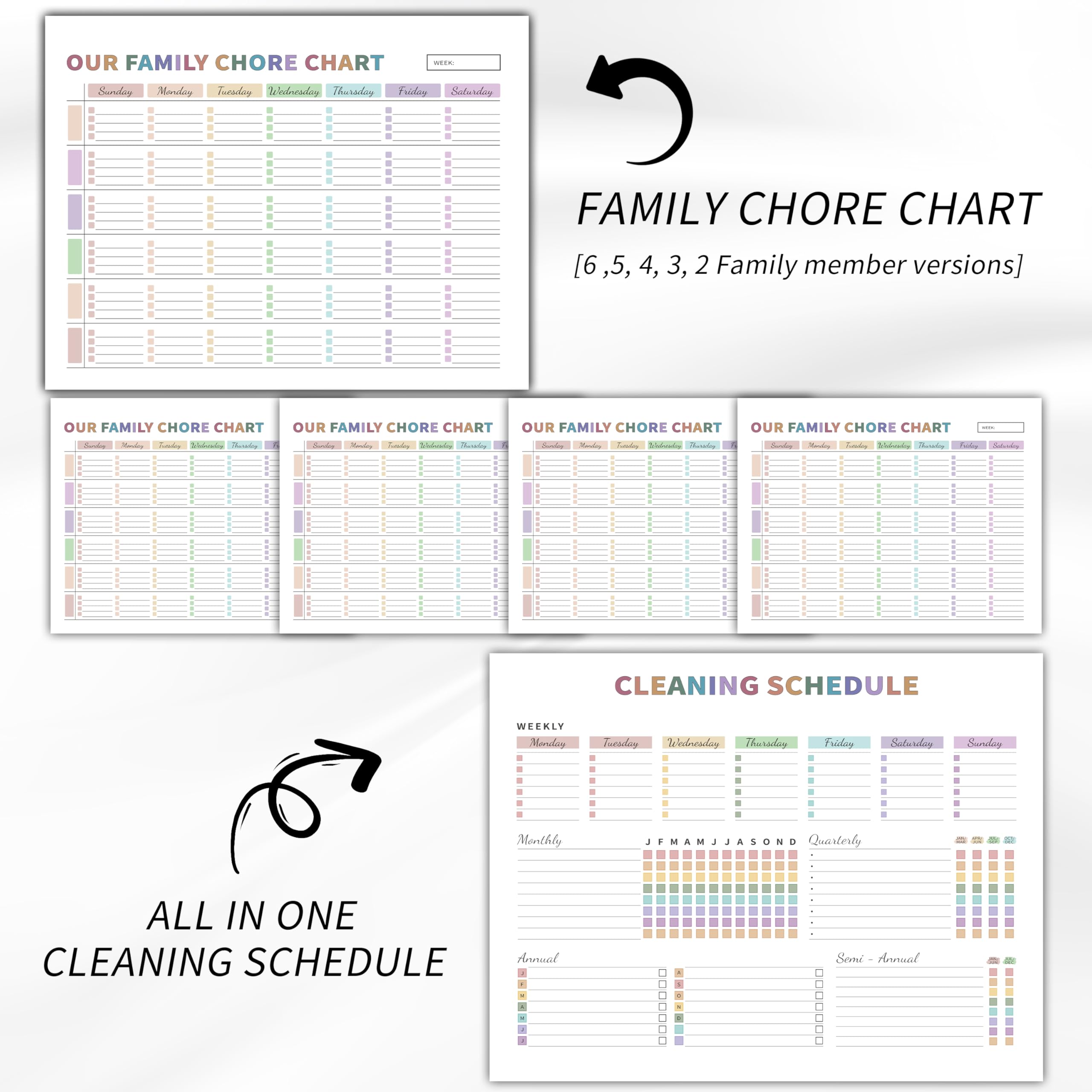 Cleaning Planner for Adults Women, Cleaning Schedule and Checklist Organizer, Household Cleaning Planner with Daily/Weekly/Monthly Task, Editable Chore Chart Notebook for Home, Family Cleaning Tasks