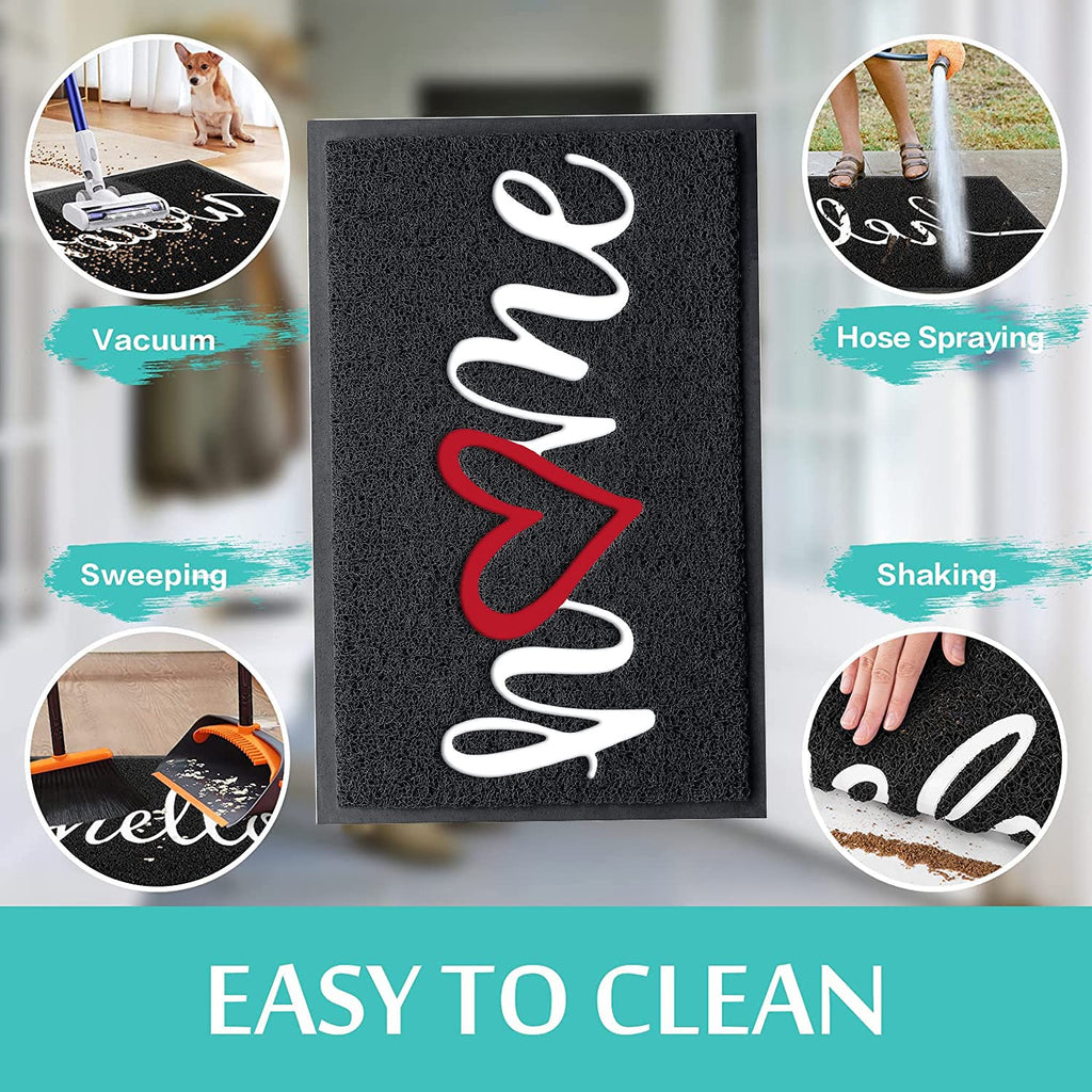 Door Mat Indoor Outdoor Doormat Low Profile Floor Mat Welcome Mat Non-Slip Low-Profile Design Front Doormat,Durable Trap Dirt for Entryway,High Traffic Areas,Patio 30"*17.5" (Black-Home, 30 * 17.5)