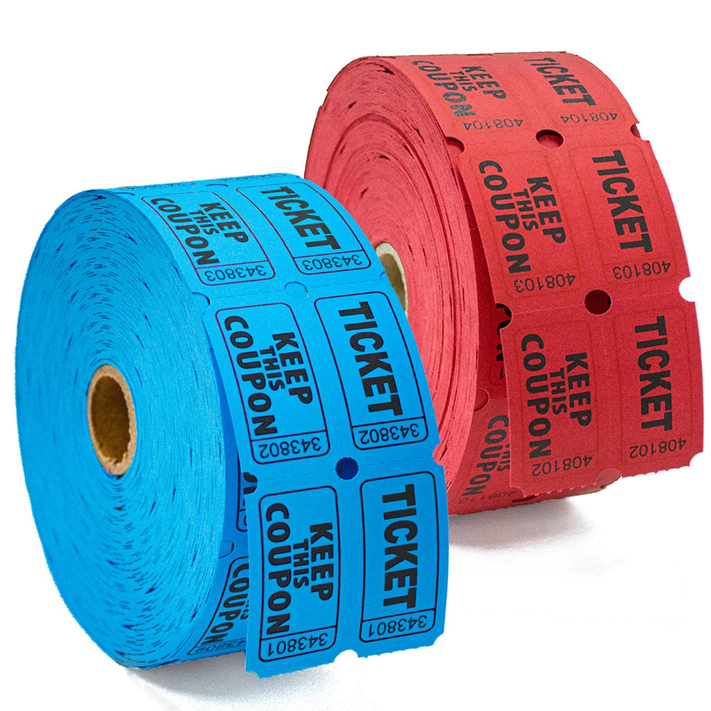 Homrelaxy 2400 Double Raffle Tickets, 1200 Tickets Per Roll, Assorted 50/50 Raffle Tickets Roll, for Events, Entry, Carnivals, and Door Prizes (Blue/Red)