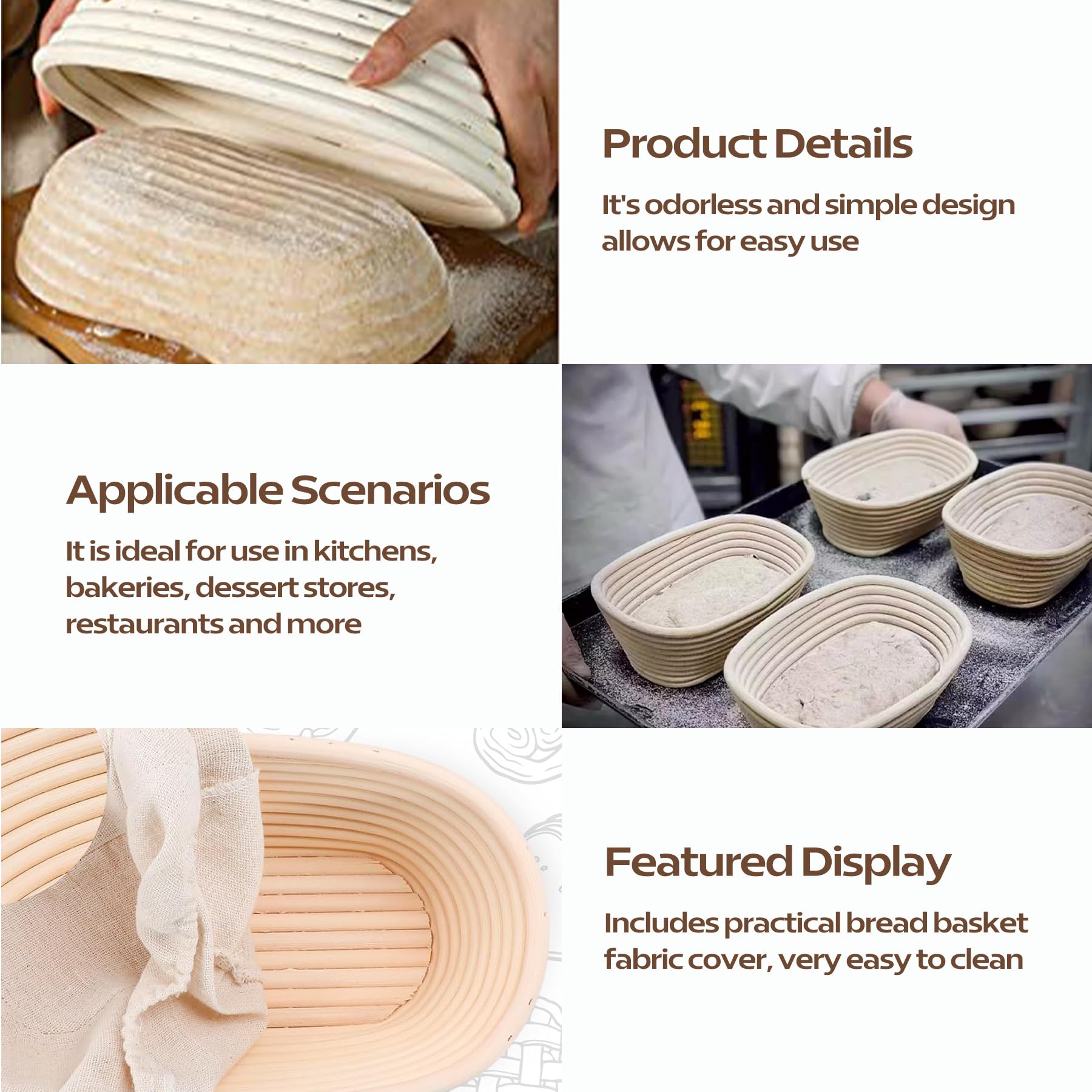 TAPANFAI 2 Pack Oval Bread Proofing Basket, 10 inch Sourdough Bannetons Bortform Proving Rattan Basket with Linen Liner Cloth, Bread Basket, Great for Professional