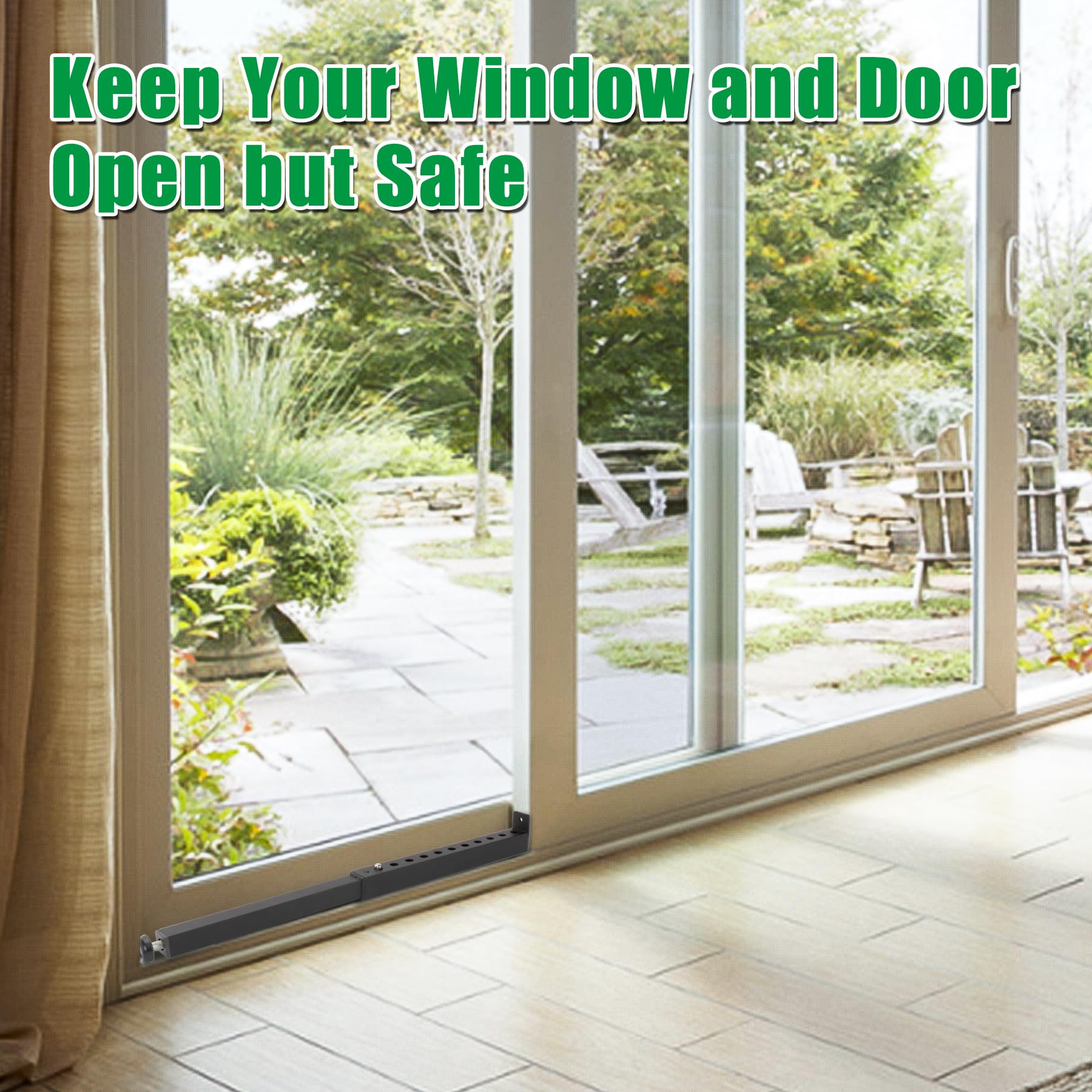 Forestchill Adjustable Window Security Bar, Extends from 10" to 18" Window Locks Bar for Inside Sliding Window, Black