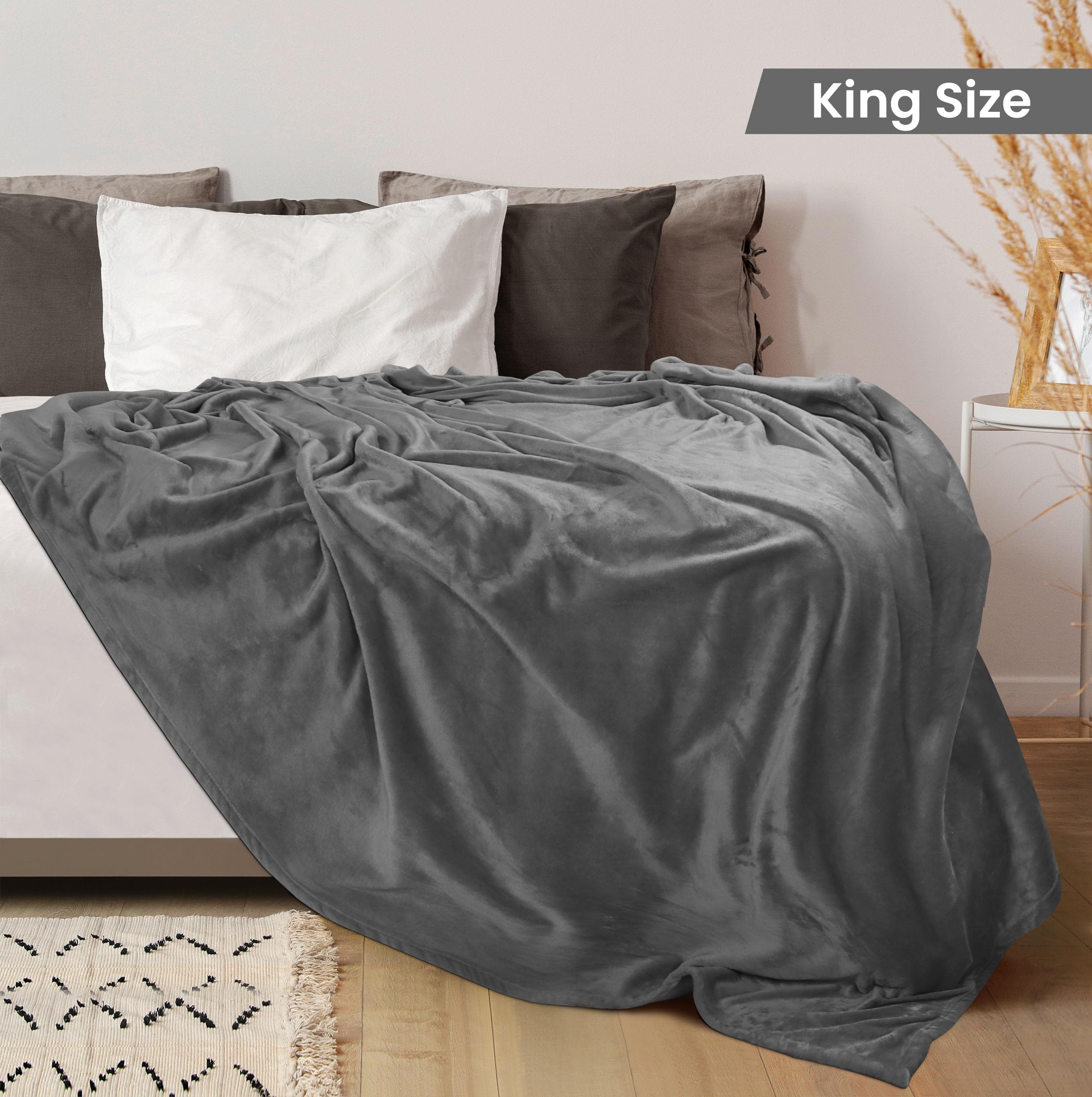 Utopia Bedding Fleece Blanket King Size Grey (90x102 Inches) – Ultra Soft Plush Microfiber Bed Blanket, Lightweight Warm Cozy Blanket for Bed & Couch, All Season Gift for Men & Women, Couverture Douce