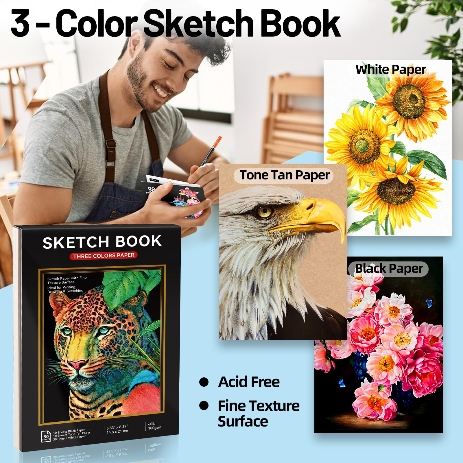 136 PCS Pencil Crayons Set for Adult Coloring Books, 120 Colored Pencils with 3-Color Sketchbook, Coloring Book, Sketchbook, Sharpener, Soft Core Coloring Pencils for Beginners Professionals Hobbyists