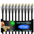 Cat6 Ethernet Patch Cable 3 ft (10 Pack), Cat6 Patch Cable for Data Centers, Cat 6 Patch Cable 10G, Network Patch Cables for Home and Enterprise Network -Black