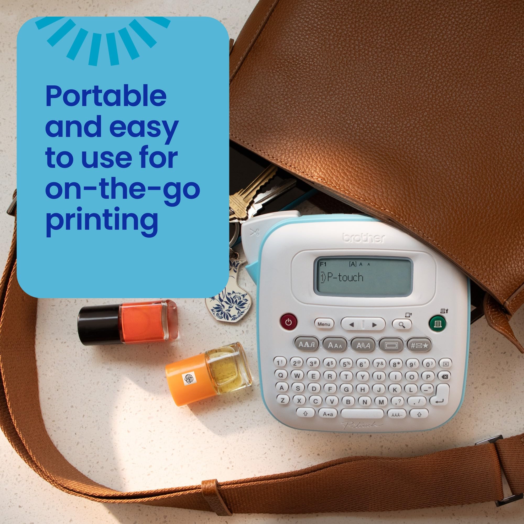 Brother P-Touch PT-N20 Personal Desktop Label Maker, Portable, Handheld and Prints, P-Touch Btag ~½” (12mm) Wide Color Personalized Label Tapes
