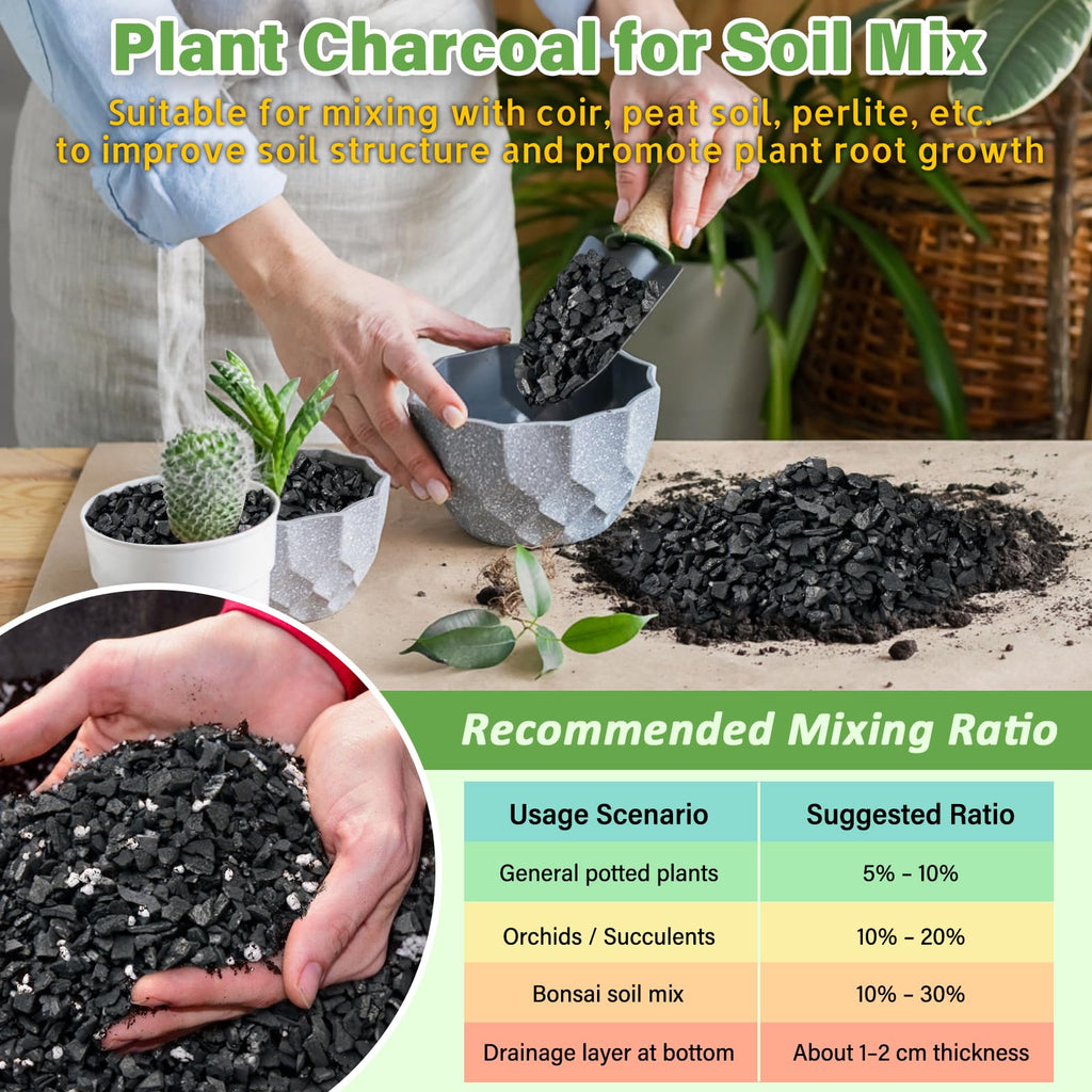 Legigo 2 Quart All Natural Horticultural Charcoal- Activated Hardwood Plant Charcoal for Soil Amendment, Conditioning Bonsai, Succulent, Terrarium Supplies, Indoor Plant Potting Soil