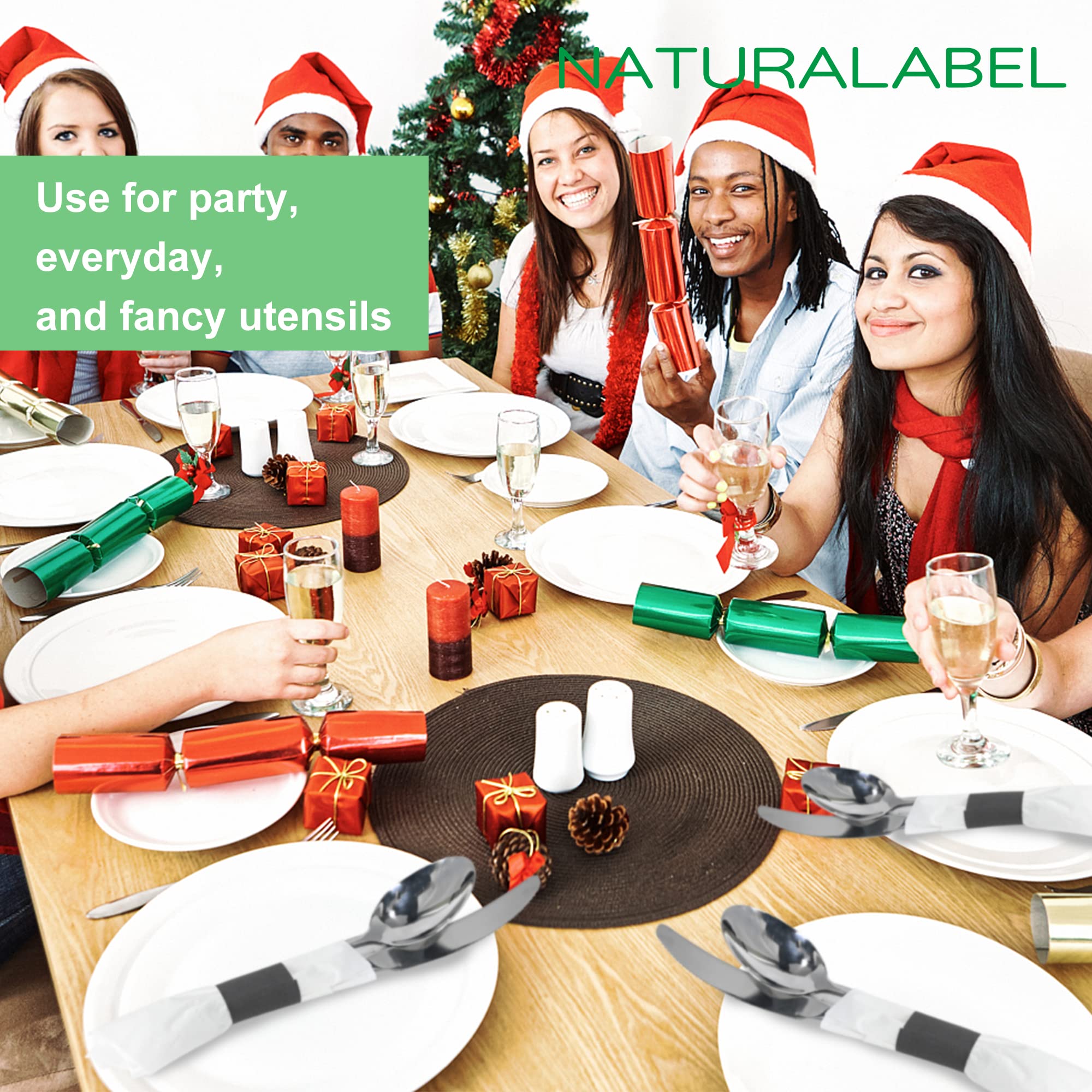 NATURALABEL Self-Adhesive Napkin Bands for Wrapping Silverware - Pack of 2,000, Paper Napkin Rings for Family Reunion, Birthday Party, Wedding, Celebration (Black)