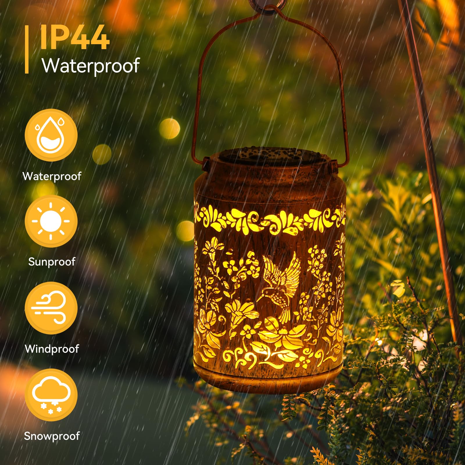 Hummingbird Solar Lanterns Outdoor - OxyLED Metal Waterproof Solar Garden Lanterns, Hanging Lanterns Solar Powered with Handle for Table Pathway Walkway, Birthday Gift for Mom Grandma Women