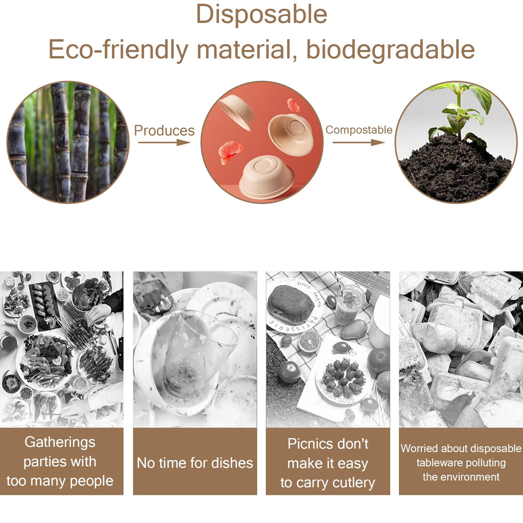 16oz Compostable Paper Bowls,100% Biodegradable Disposable Bowls， Heavy-Duty Soup Bowls，50 Pack Eco-Friendly Salad Bowl for Hot and Cold Food Eco-Friendly Sugarcane Bowls (16oz)