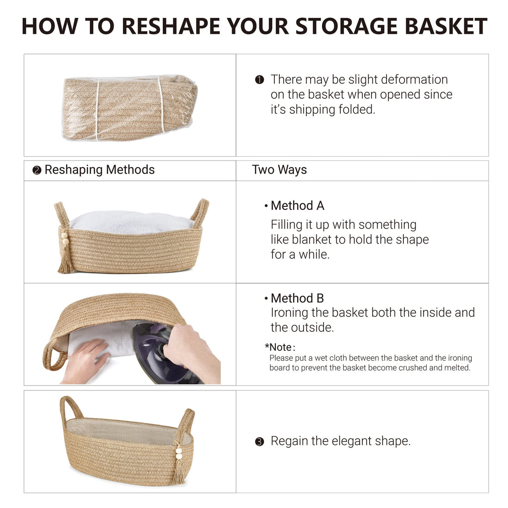 Mkono Small Storage Basket for Toilet Tank Top Boho Bathroom Decor Woven Rope Toilet Paper Tray Back of Toilet Organizer for Shelf Bedroom Living Room, Jute, 1 Pack, 15.7" L x 6" W