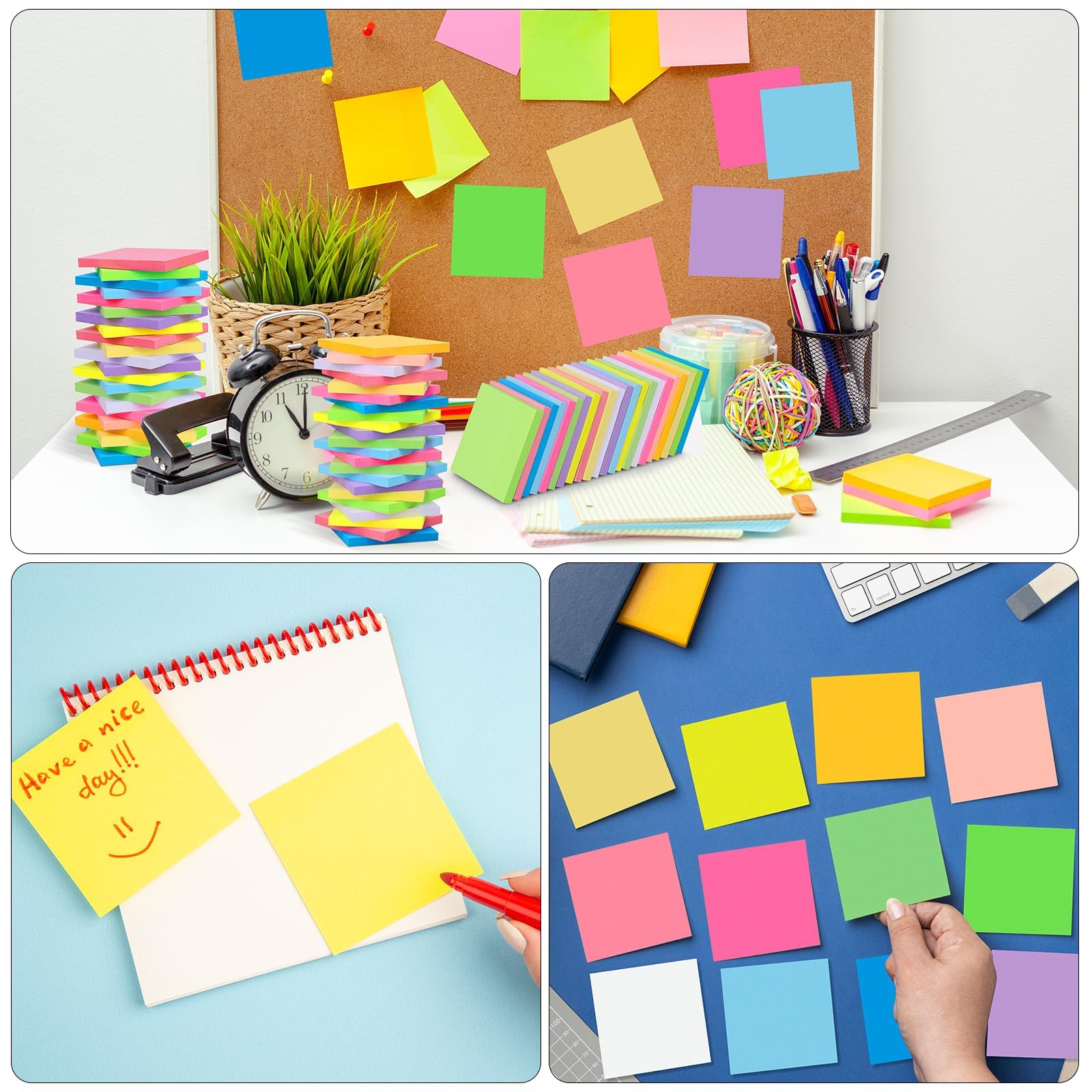 60 PCS Sticky Notes Bulk 3x3 Inch Colorful Sticky Notes 75 Sheets/Pad 12 Colors, Adhesive Sticking Self-Stick Multicolor Memo Note Pads for Teacher Student School Office Meeting Blank Desk Pads