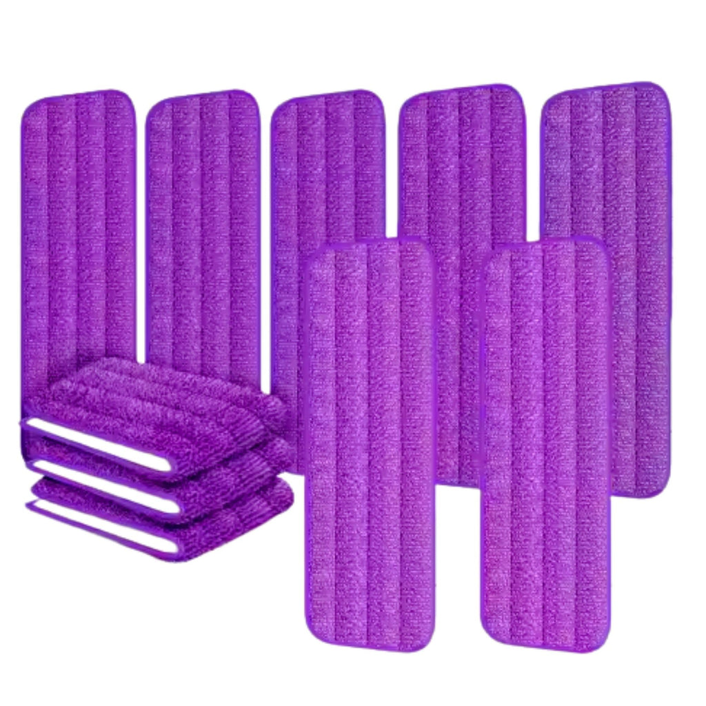 Microfiber Replacement Mop Pads, 10 Pack Reusable Wet & Dry Mop Refills for Home & Commercial Floor Cleaning, Fits Most Flat Mops, 16.5 x 4.7 Inches (Purple)