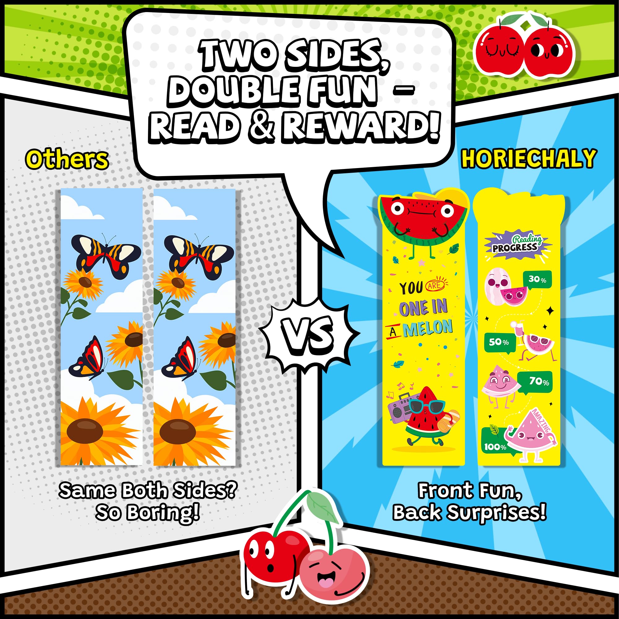 60PCS Scented Bookmarks Bulk for Kids, Scratch and Sniff Bookmarks Rewards, Scented Smelly Cute Fruit Theme Sayings Assorted Educational Gifts for Students Teachers Classroom,10 Styles