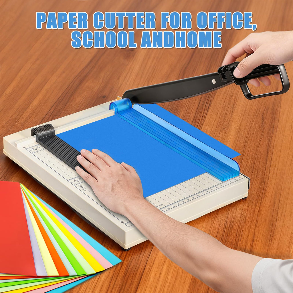 Paper Cutter, Guillotine Paper Cutter 12 Inch A4 Cutting Length, 12 Sheet Capacity, Paper Trimmer Slicer with Safety Protection Device for Cardstock, Photos, Crafts