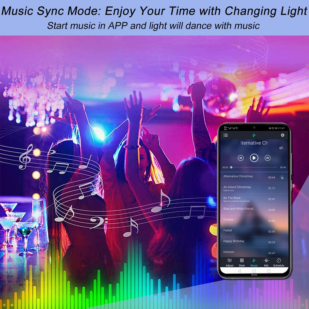LED Remote Replacement with Controller, Bluetooth RGB LED Controller Set with APP/Music Sync Only Compatible with 12V 10mm RGB LED Lights Strip (12V/36W Power Adapter Included)