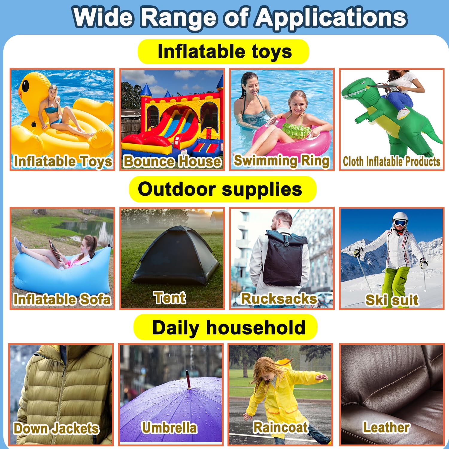 KAIHENG 4IN x 7FT Inflatable Patch Repair Kit, Waterproof TPU Air Mattress Patch Kit, Pool Repair Patch, Repair Tape for Pool Swimming Ring Pool Floats Bounce House Air Bed Tent Inflatable Toys