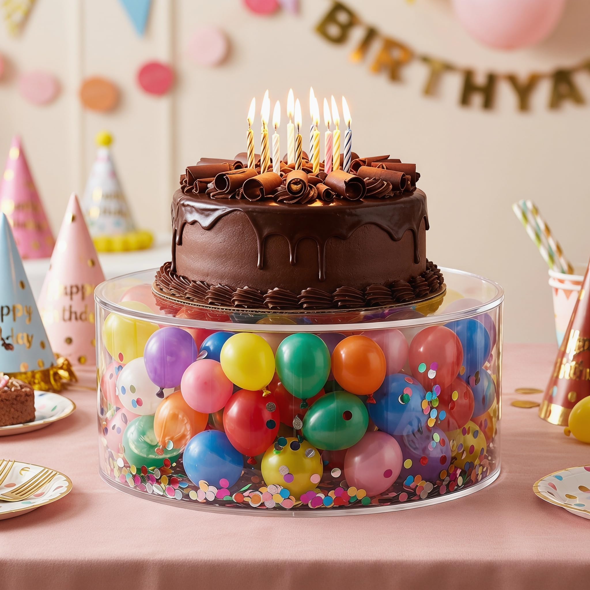Jucoan Set of 2 Clear Acrylic Fillable Cake Stand, Cake Tier Display Stand Cupcake Stand, 12 Inch & 8 Inch Round Cylinder Display Riser for Wedding Birthday Baby Shower Easter Party Centerpieces