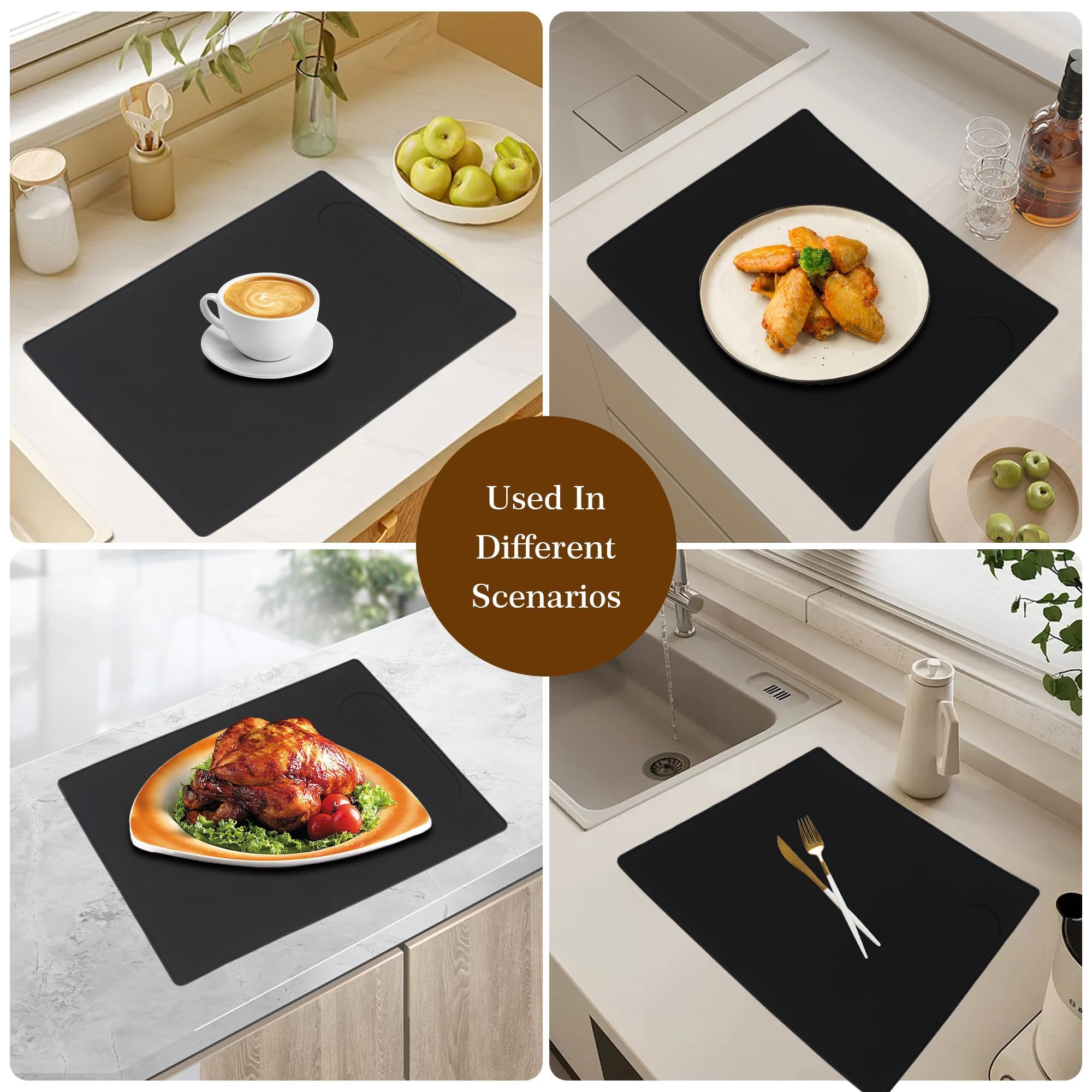 USEAMIE Coffee Maker Mat, Silicone Base Under Coffee Machine With Lip, Automatic and Semi-automatic Coffee Machines Espresso Accessory, Multifunctional Rubber Mat (13.8"x18.9")
