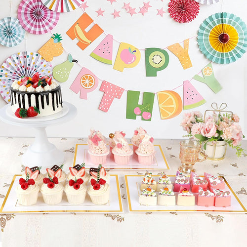 12 Pcs White Plastic Serving Trays with Gold Rim, 14''x9'' Rectangle Dessert Trays for Dessert Table, Disposable Platters Cookie Cupcake Gold Serving Tray for Birthday Party Wedding