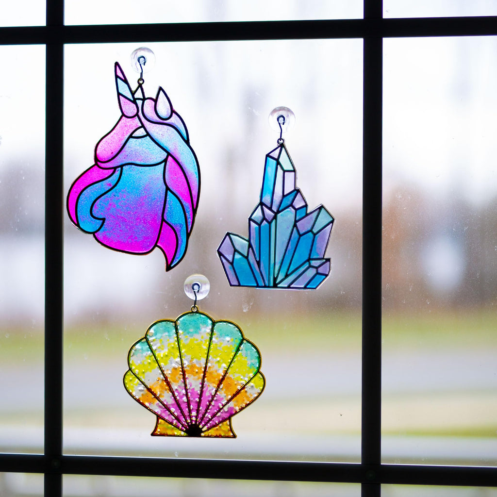STMT DIY. Crystal Window Art, Create & Display 3 Metal Suncatchers, Chains & Cording Included, Mosaic Window Art, Suncatcher Kit for Teens