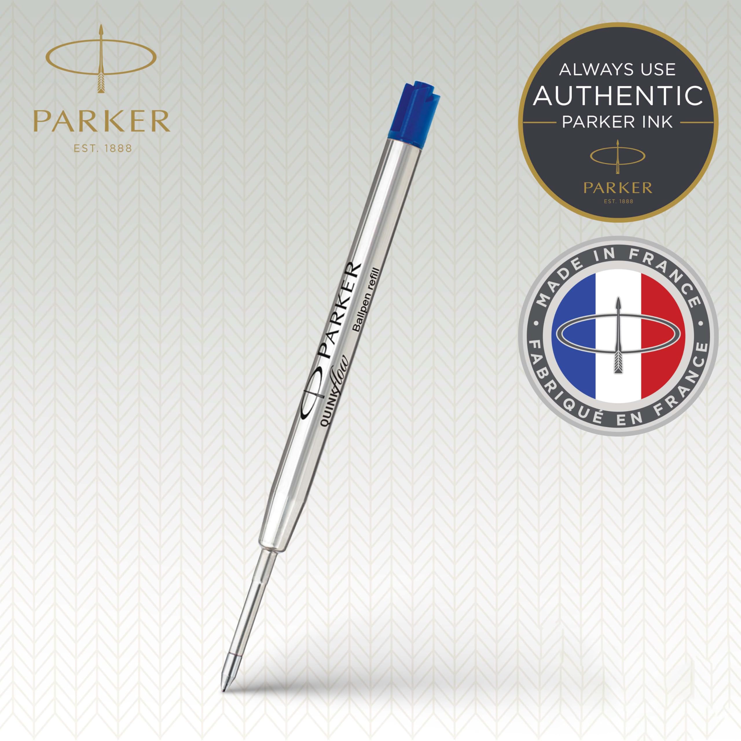 PARKER QUINKflow Ballpoint Pen Ink Refills, Medium Tip, Blue, 10 Count Value Pack