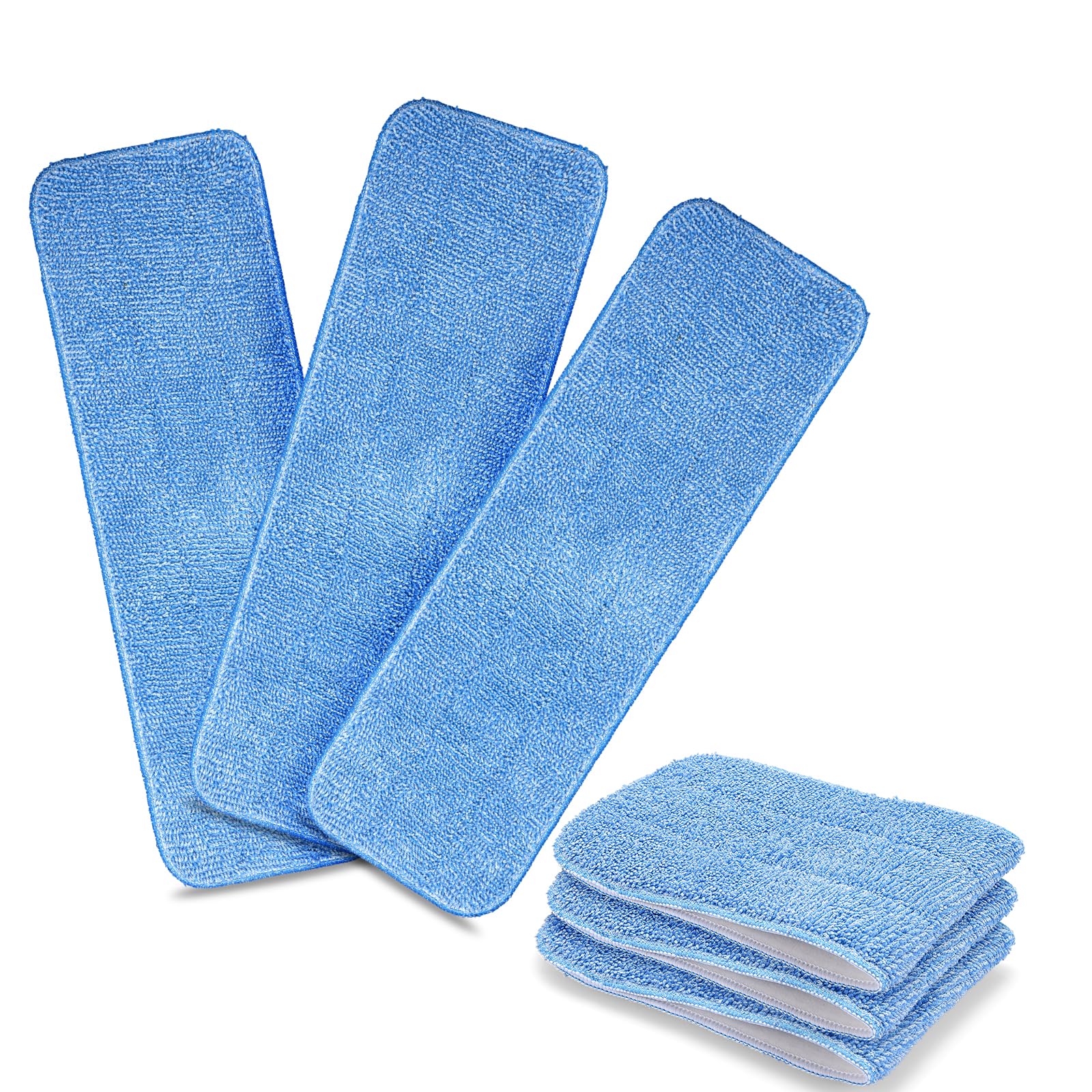 HOMEE Microfiber Mop Replacement, 6 Pack 18''x 6'' Reusable Mop Heads Replacements, Compatible with Bona Floor Care System Wet/Dry Home & Commercial, Cleaning Scrubbing Floor Mop Pad - Blue