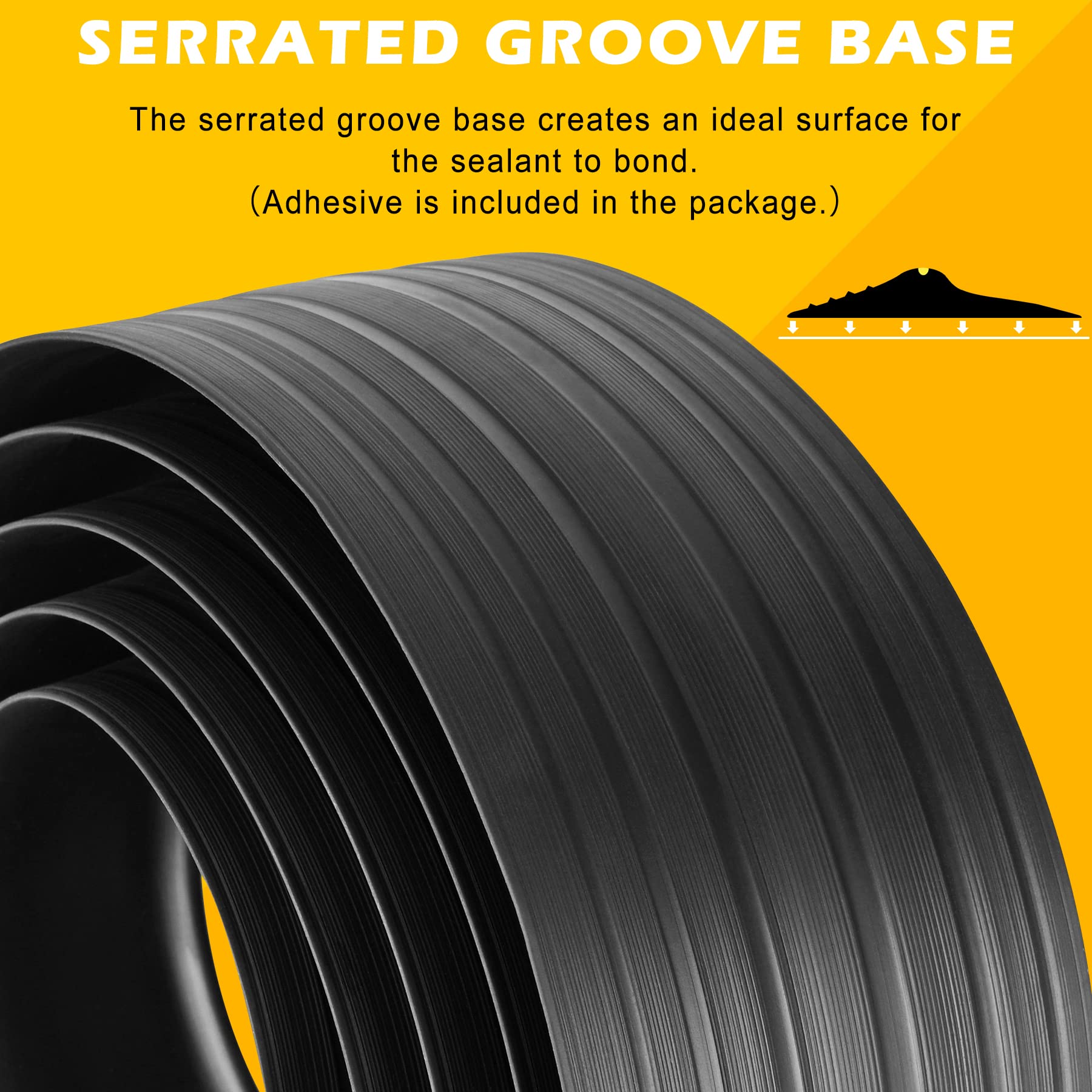 10Ft with Adhesive Universal Garage Door Bottom Threshold Seal Strip, Weatherproof Rubber DIY Weather Stripping Replacement - Black