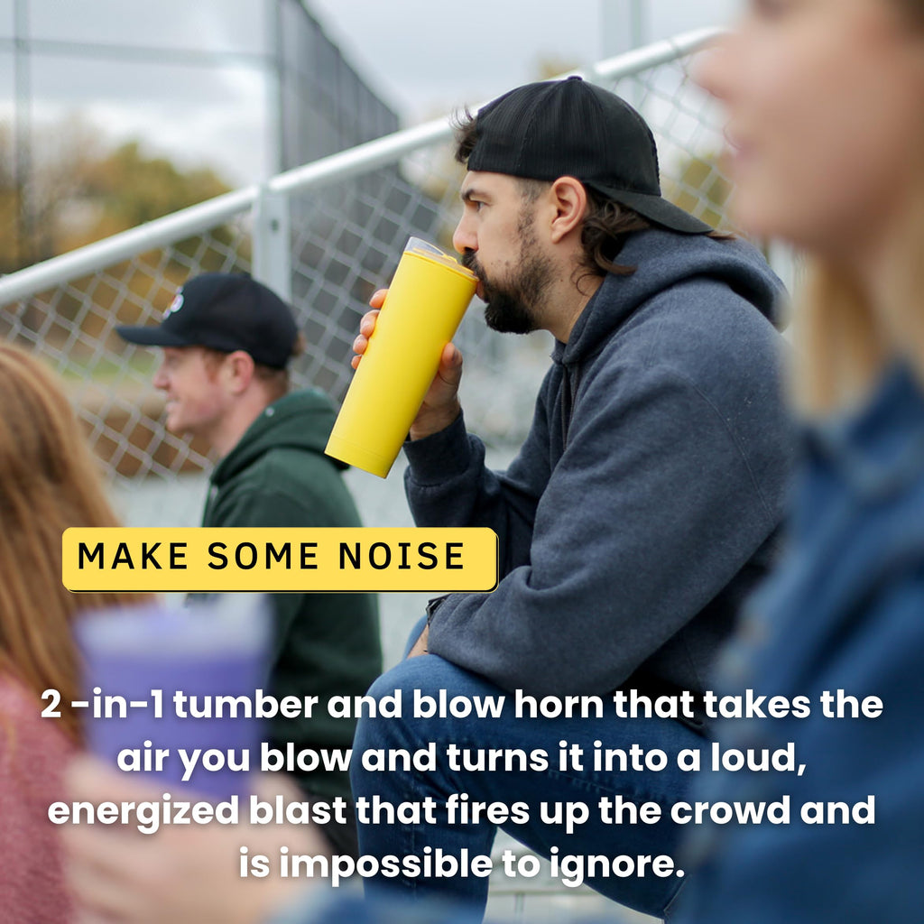 The LoudCup Blow Horn Tumbler, 2-in-1 Cheer & Sip Reusable Water Bottle with Built-In Horn for Sports Games, Tailgates & Parties, BPA-Free, 23 oz, Oriole Orange