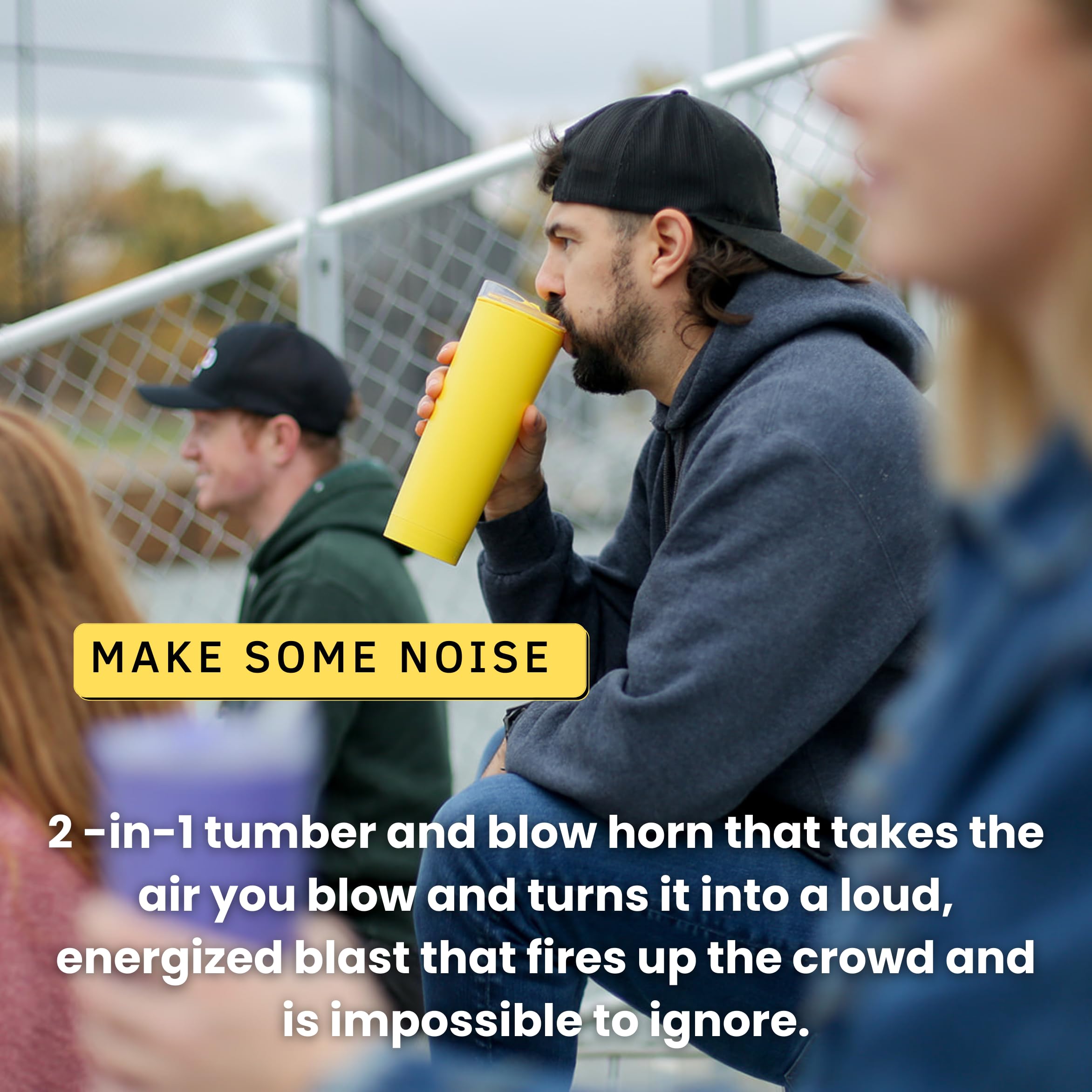 The LoudCup Blow Horn Tumbler, 2-in-1 Cheer & Sip Reusable Water Bottle with Built-In Horn for Sports Games, Tailgates & Parties, BPA-Free, 23 oz, Oriole Orange