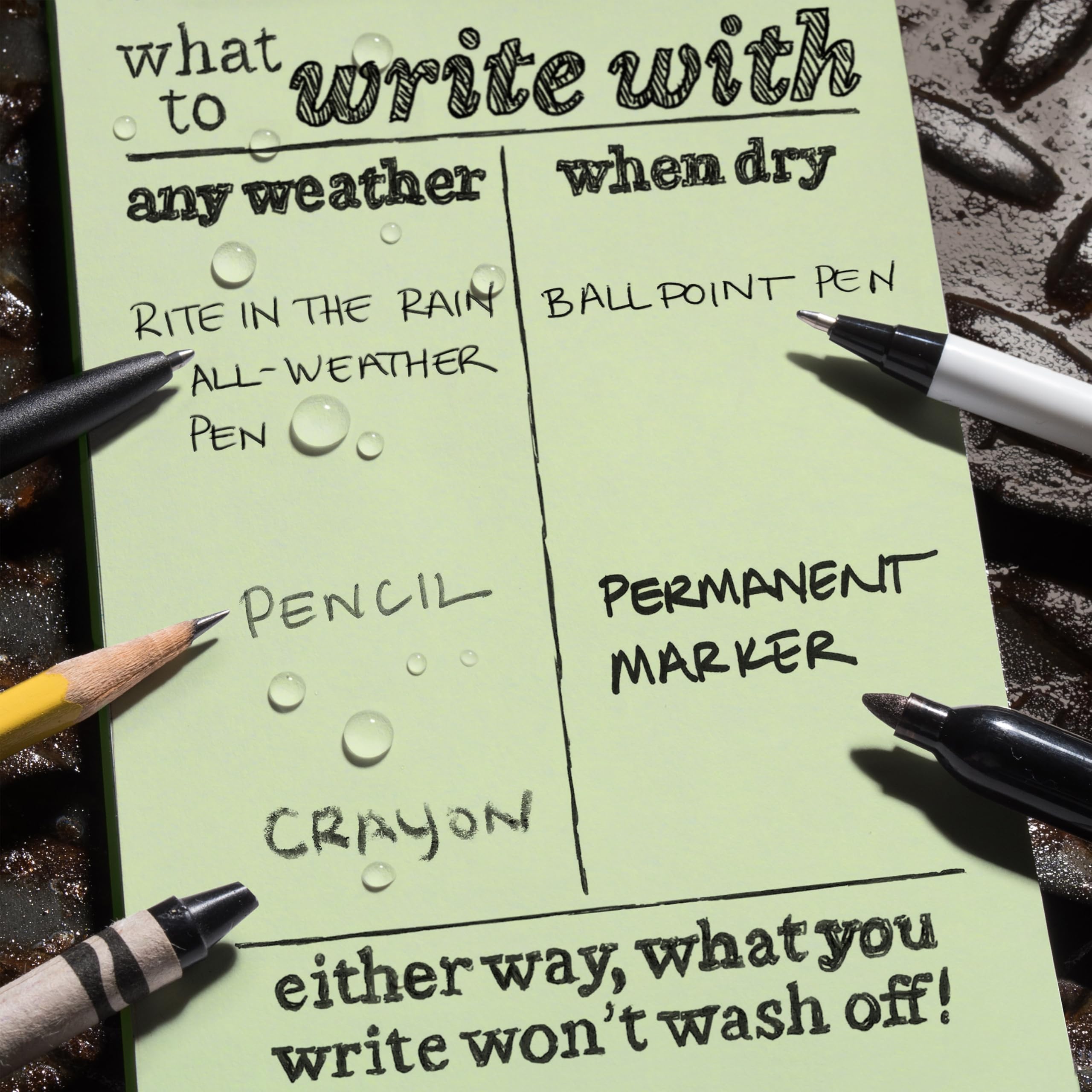 ‎Rite in the Rain Weatherproof Soft Cover Pocket Notebook, 3.5" x 6", Green Cover, Universal Pattern (No. 964)