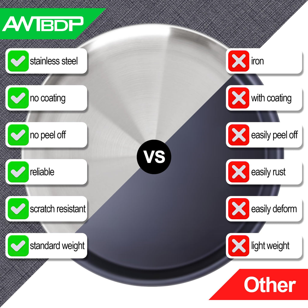 AWTBDP 12 Inch Pizza Pan Set of 2 for Oven, Non-Stick Stainless Steel Pizza Tray, Sturdy Non-Toxic Round Pizza Pans for Cookie Pizza Pie Cake, Dishwasher Safe & Easy Clean