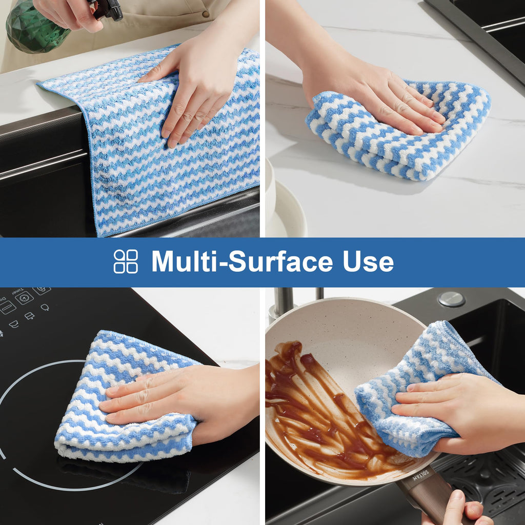 JOYMOOP Microfiber Cleaning Cloths, Dish Cloths for Washing Dishes, 18 Pack Kitchen Towels, Reusable and Washable Dish Towels for Dish Drying Washing, Absorbent Streak Free Lint Free Rags - 10" x 10"