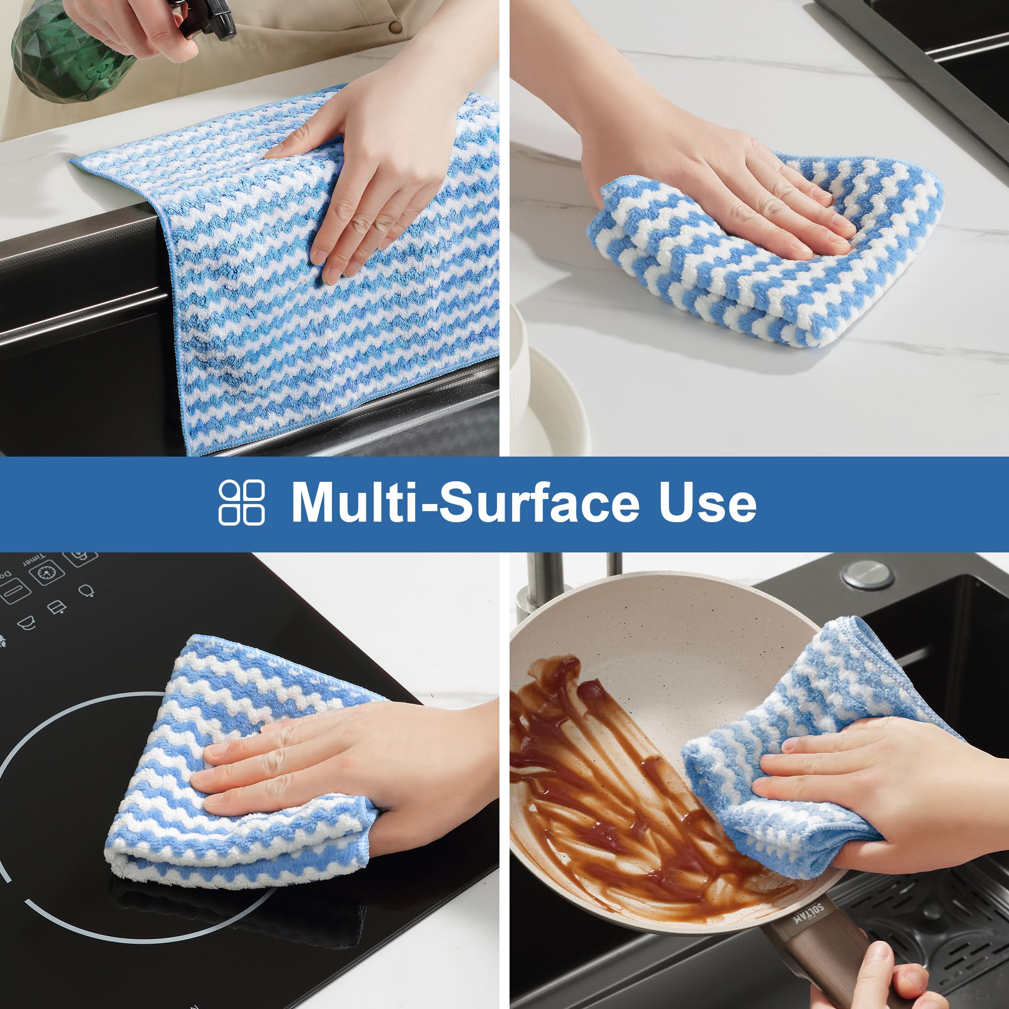 JOYMOOP Microfiber Cleaning Cloths, Dish Cloths for Washing Dishes, 18 Pack Kitchen Towels, Reusable and Washable Dish Towels for Dish Drying Washing, Absorbent Streak Free Lint Free Rags - 10" x 10"