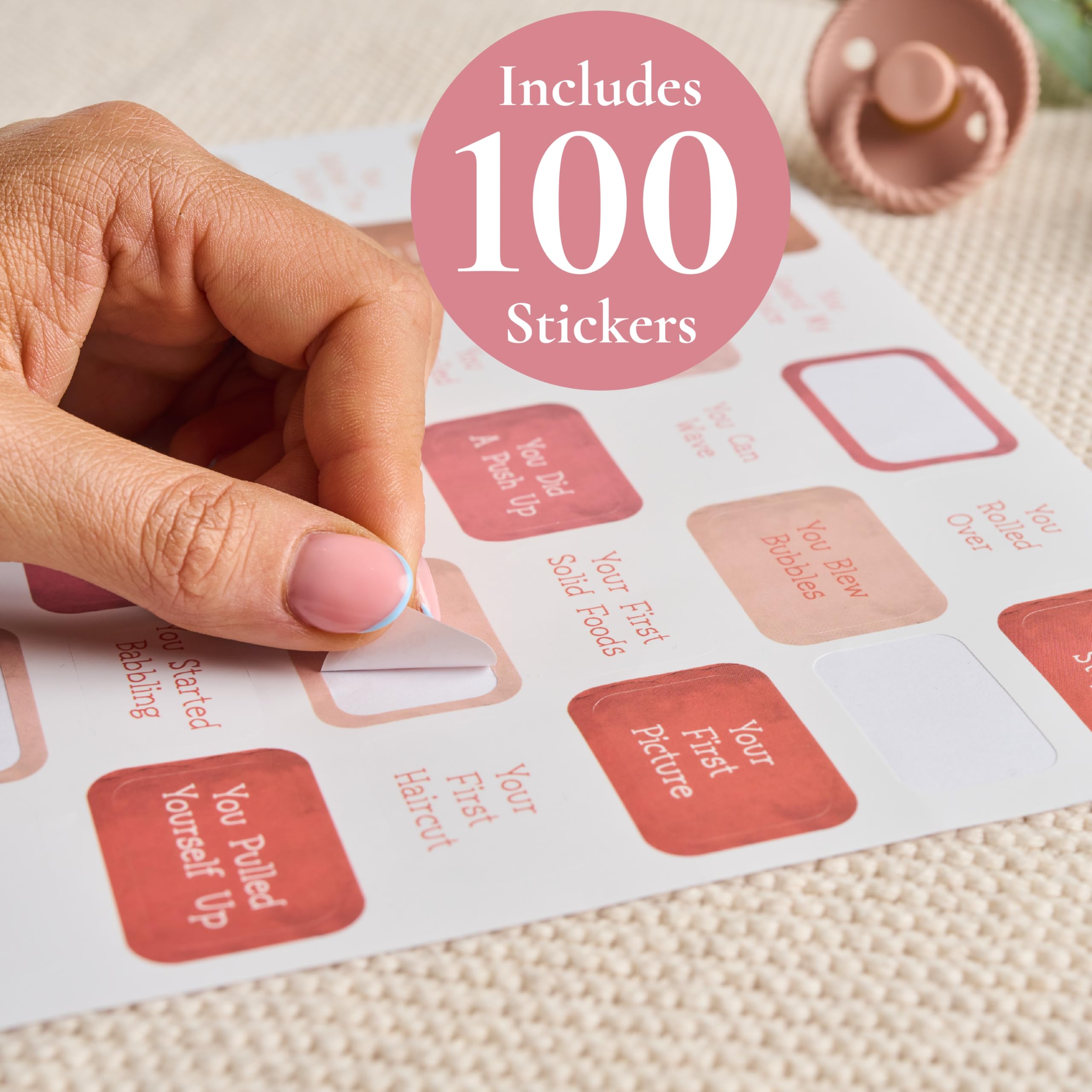 Baby's First Year Calendar with 100 Stickers - Pink Watercolor Design 1st Years Wall Calendar With Stickers, Baby Tracker, Baby Scrapbook for New Mom and Newborn Baby Girls