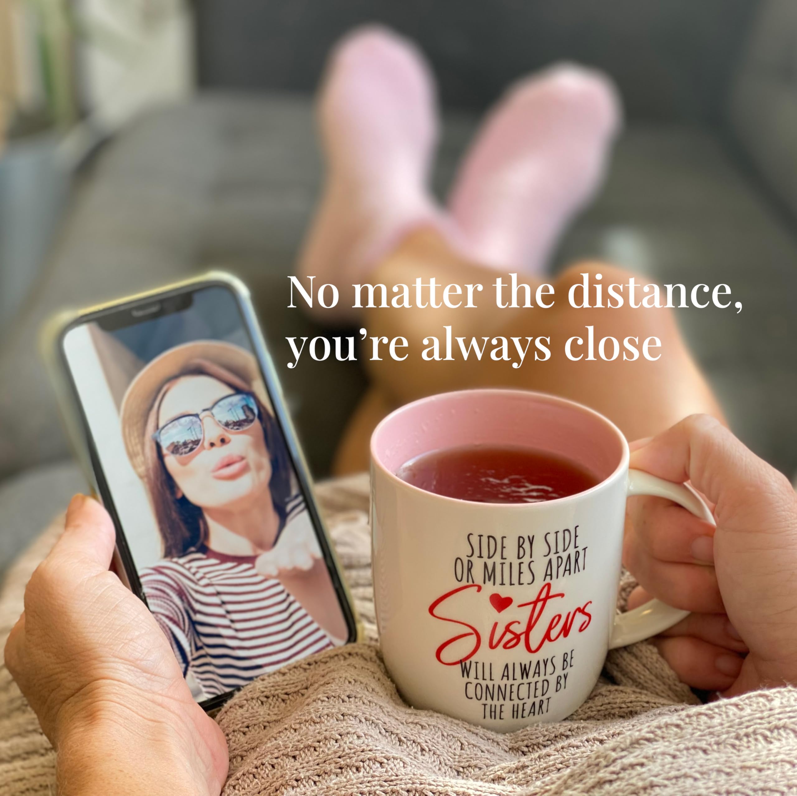 Triple Gifffted Best Sister Ever Coffee Mug & Socks, Gifts for Little Big Sisters from Brother, Birthday Presents Ideas, Valentines Mothers Day Christmas, to Younger Older Sibling, Ceramic Cup 380ml